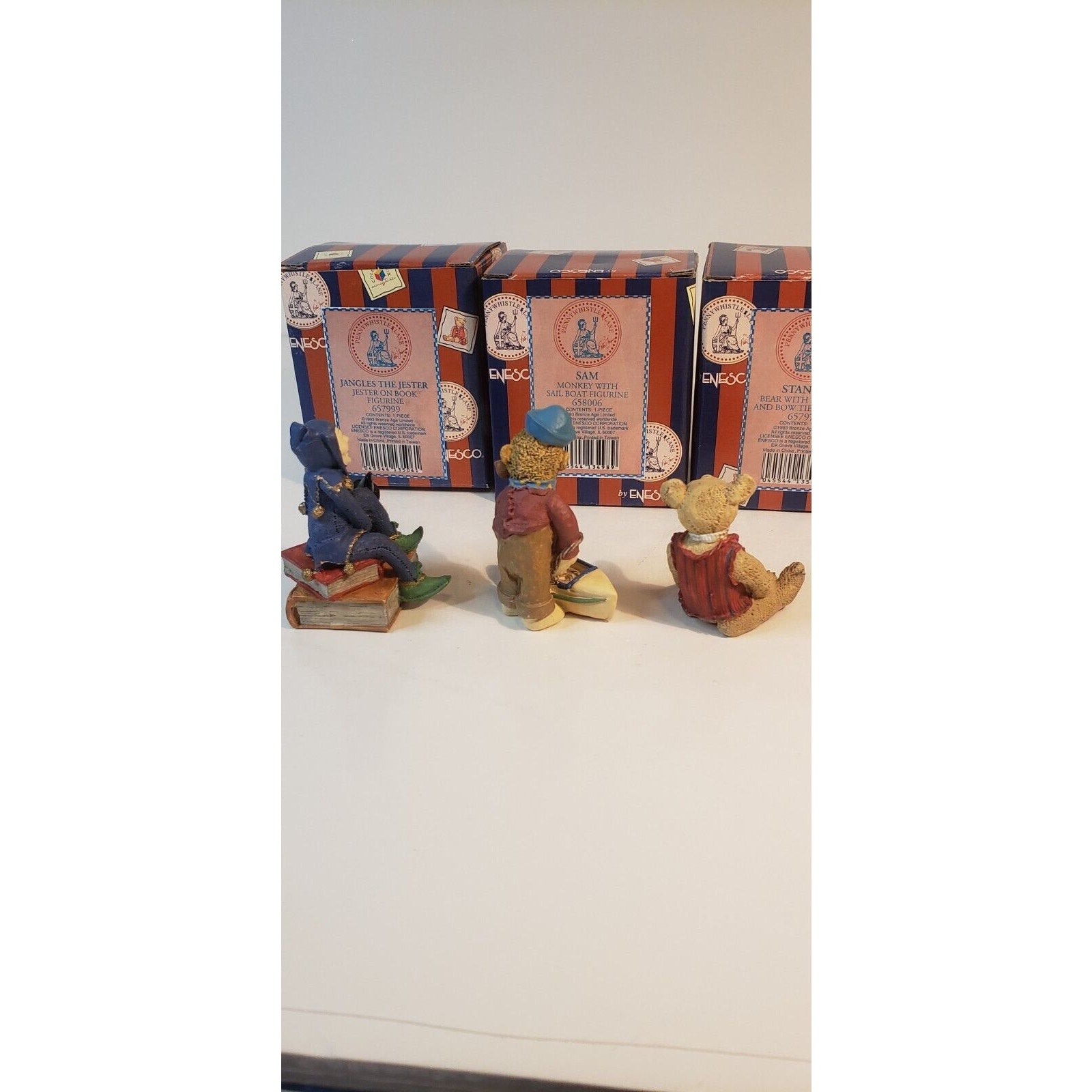 Enesco Pennywhistle Lane Lot of 3 - Stanley Bear, Jangles the Jester, Sam Monkey