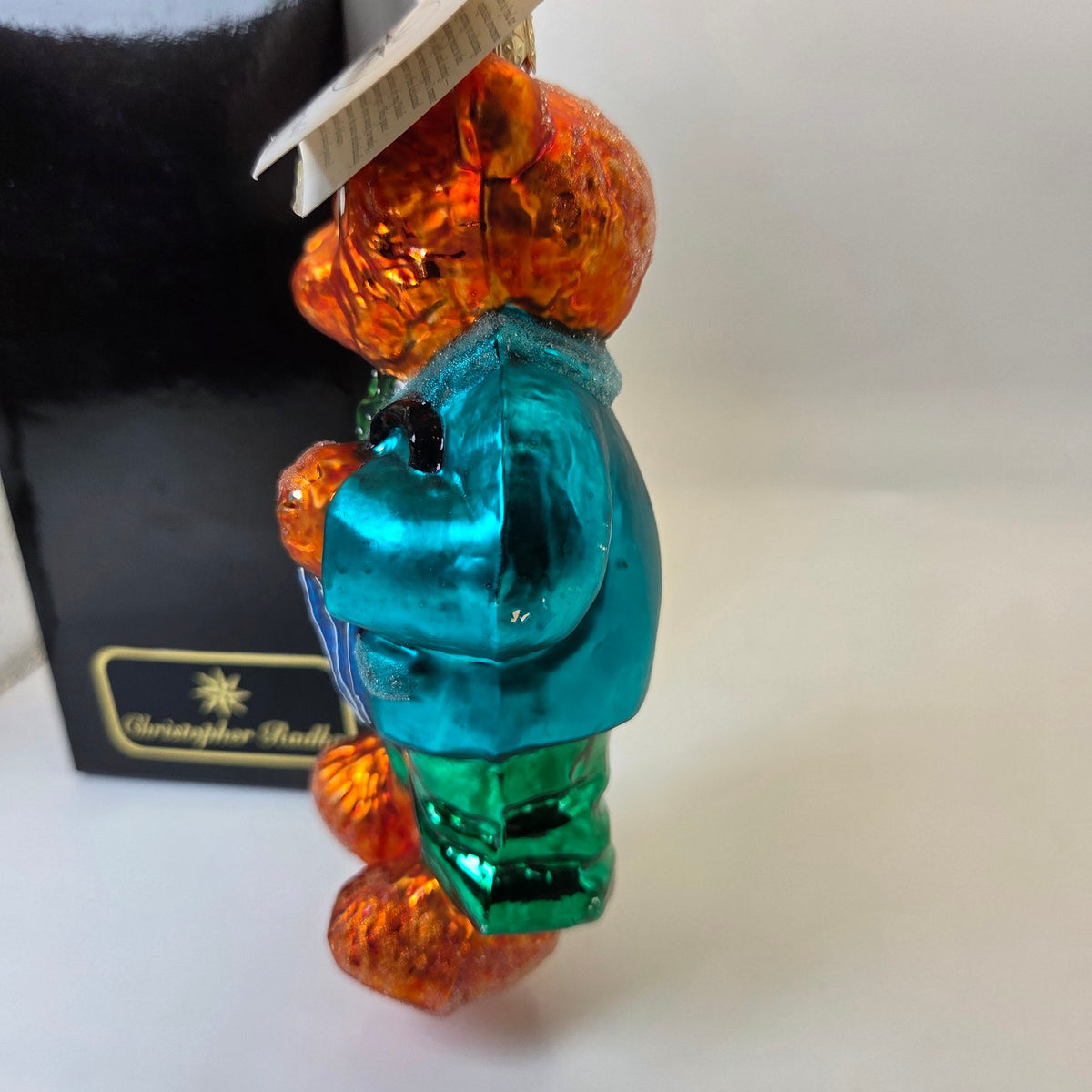 Christopher Radko Uncle Fuzzywuz Bear Glass Christmas Ornament 1998 W Tag