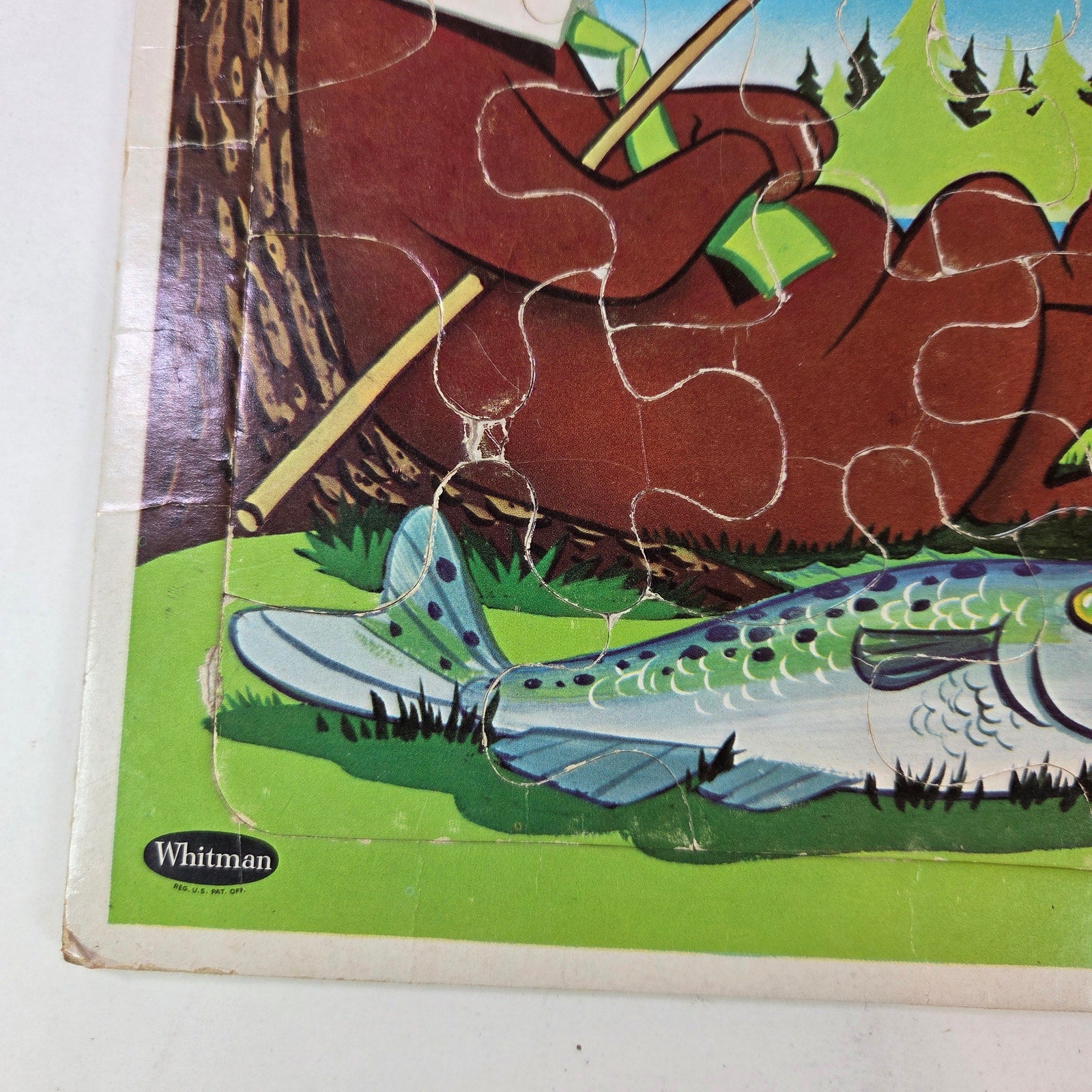 Vintage 1963 Whitman Yogi Bear & Boo Boo Fishing Tray Puzzle #4435 Hanna-Barbera