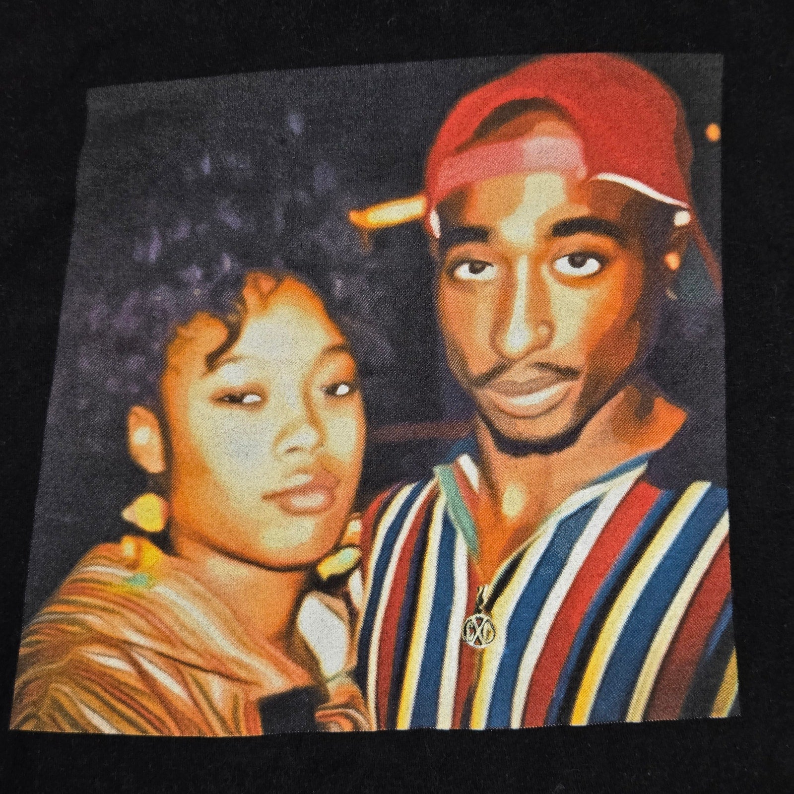 Cross Colours Tupac Shakur Graphic T Shirt Size L Black Rap Tee Hip Hop