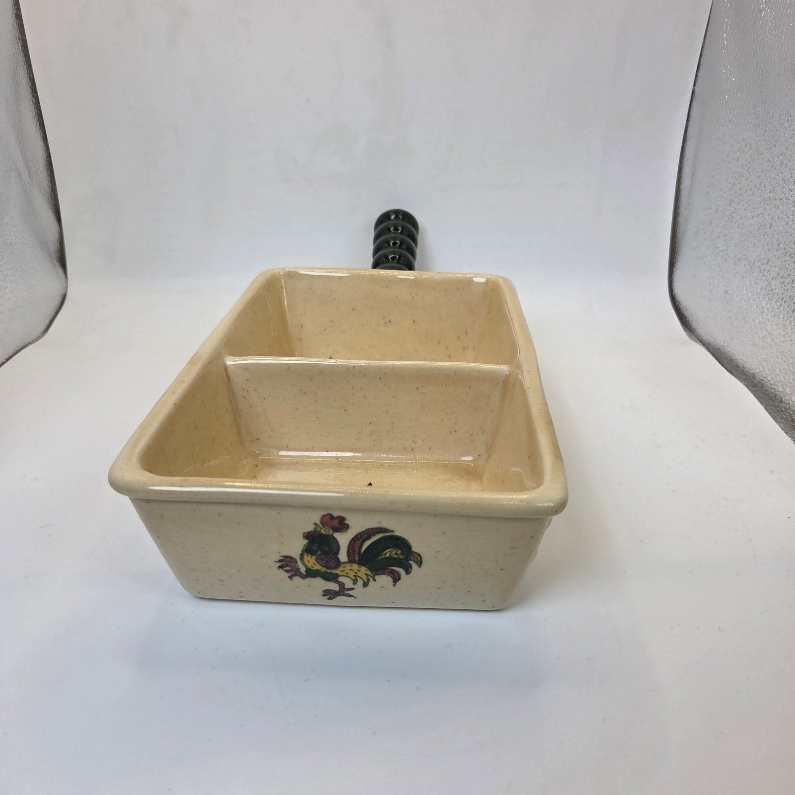 Metlox Poppytrail Rooster Divided Serving Dish w/ Handle 12” Vintage California