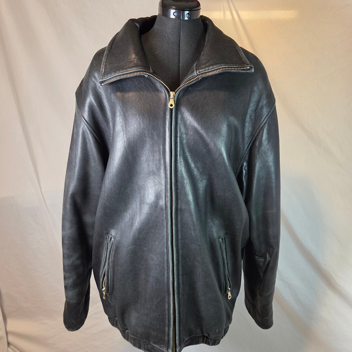 Marc New York Andrew Marc Leather Jacket Mens XL Thermolite Full Zip Black