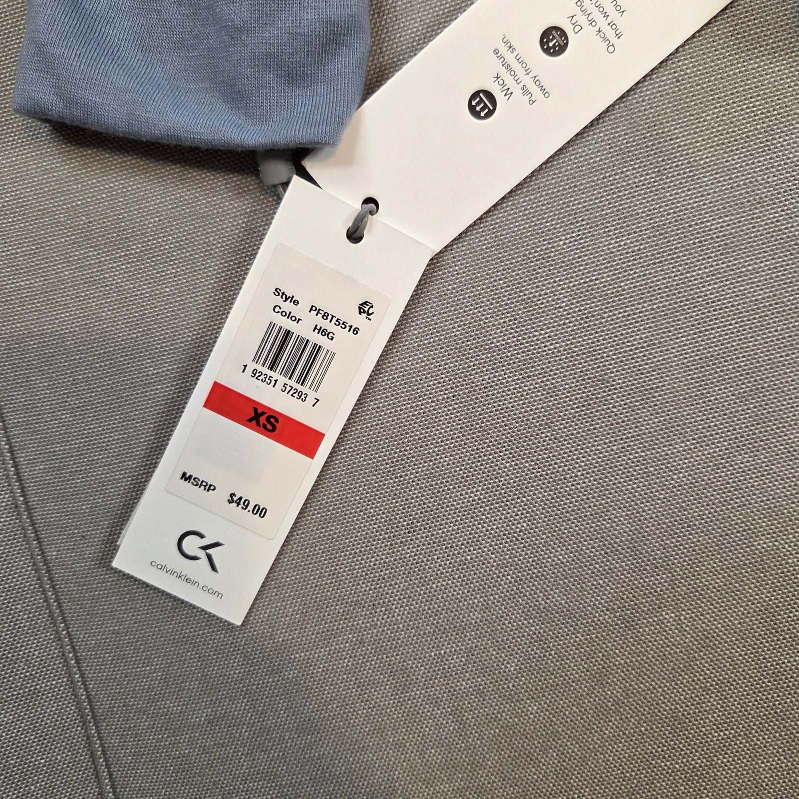 Calvin Klein Performance Long Sleeve Drawstring Top Blue XS NWT