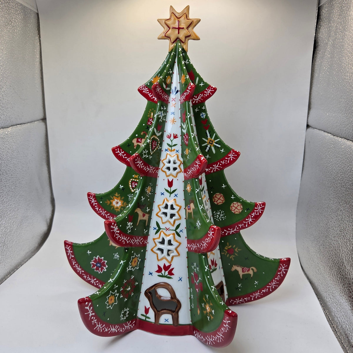 Villeroy & Boch 2004 Scandinavian Christmas Tree Tealight Holder Set Rare