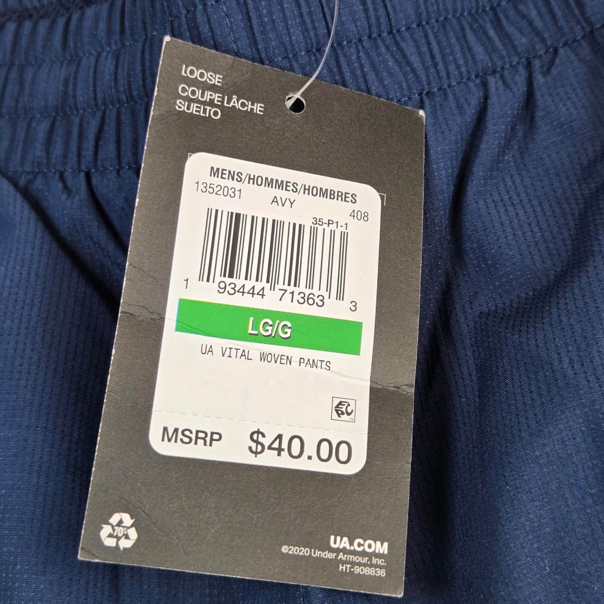 Under Armour Vital Woven Pants Mens Large Academy Blue White 1352031 NWT
