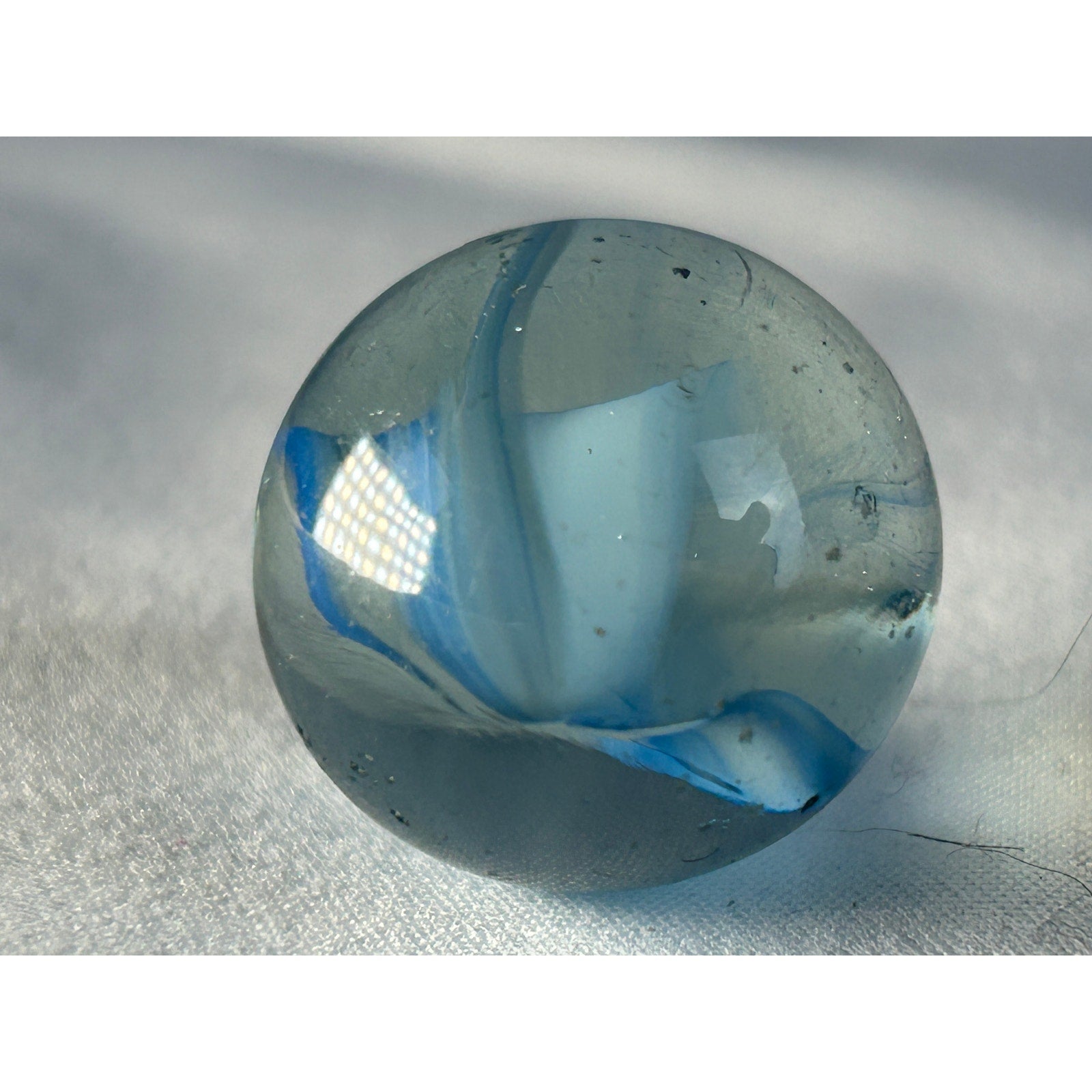 Vintage Blue Transparent Swirl Marble Large Shooter Size
