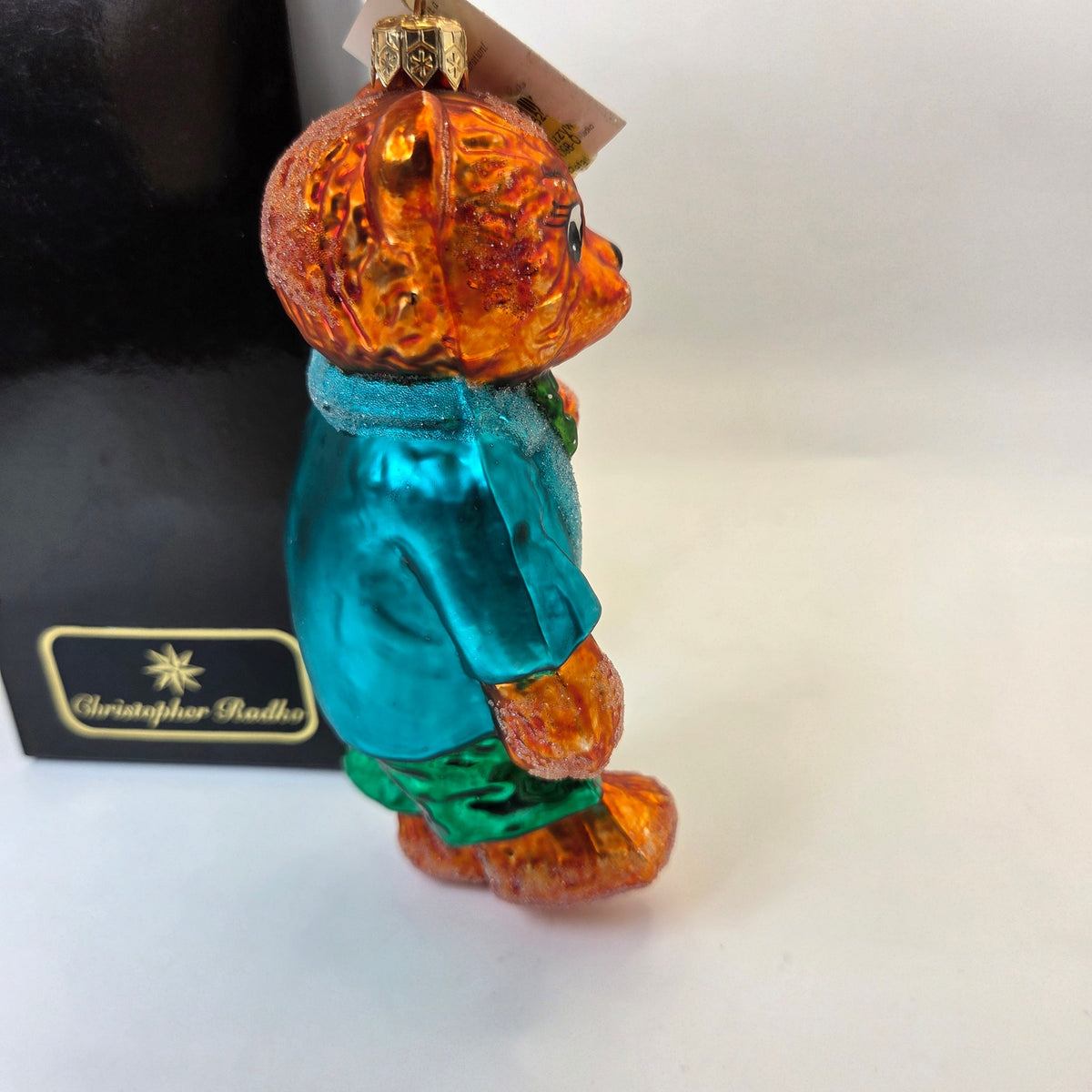 Christopher Radko Uncle Fuzzywuz Bear Glass Christmas Ornament 1998 W Tag