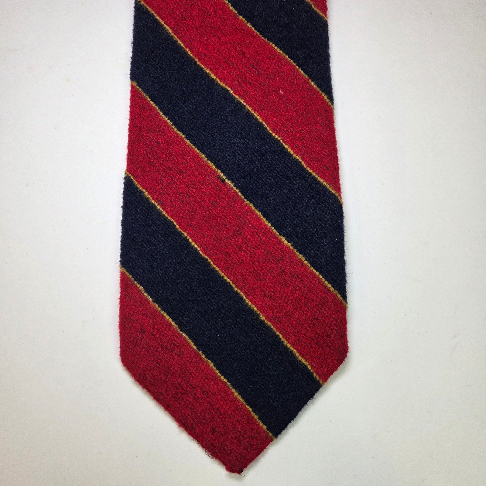 Vintage JC Penney Repp Tie Red Navy Gold Stripe Wide 70s Preppy Look 4” Wide