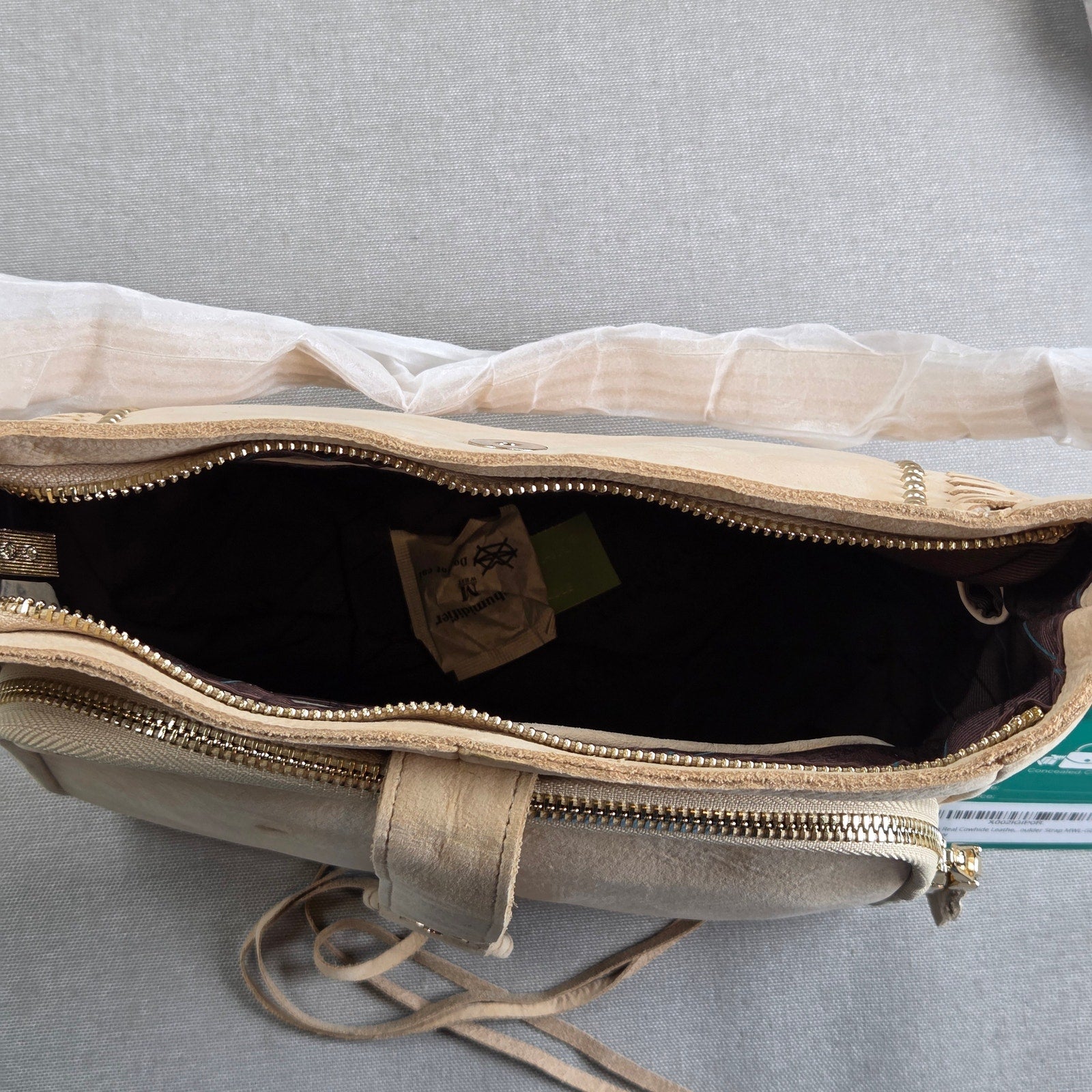 Montana West MWL-G001 Tan Leather Concealed Carry Hobo Crossbody Purse Studded