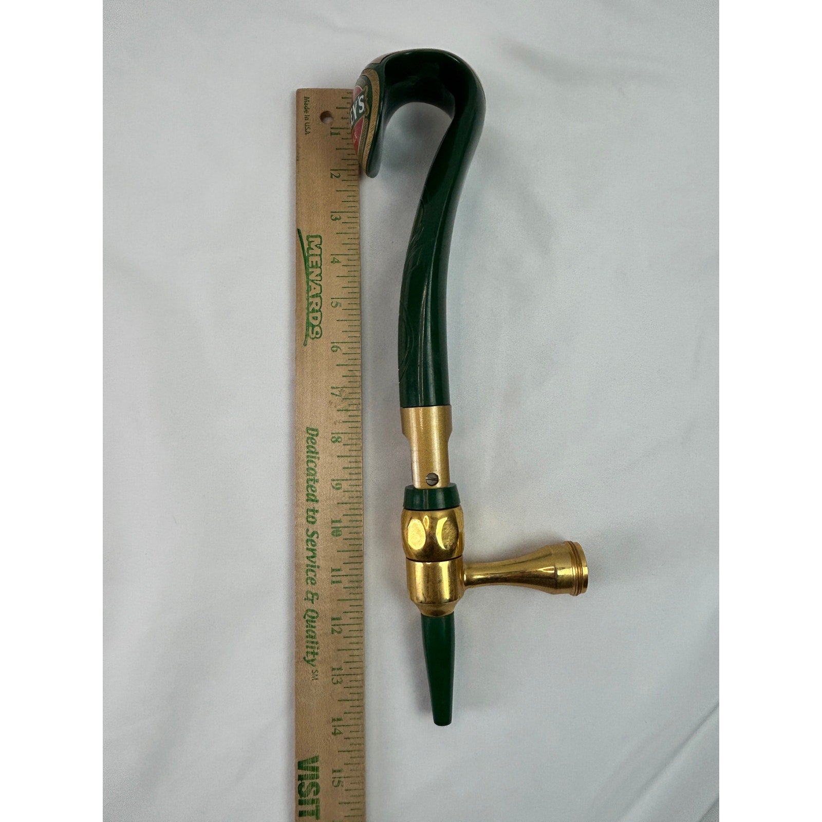 Caffrey's Irish Ale Beer Tap Faucet Swan Neck Green Gold Pub Breweriana