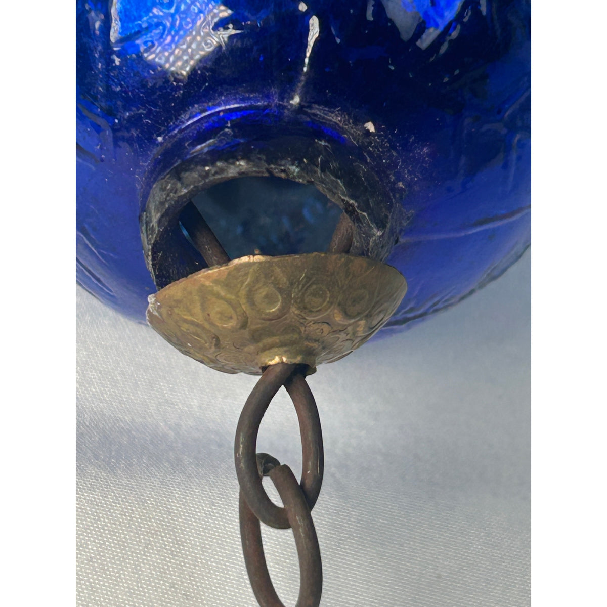 Antique 1800s German Kugel Cobalt Blue Grape Cluster Christmas Ornament 4"