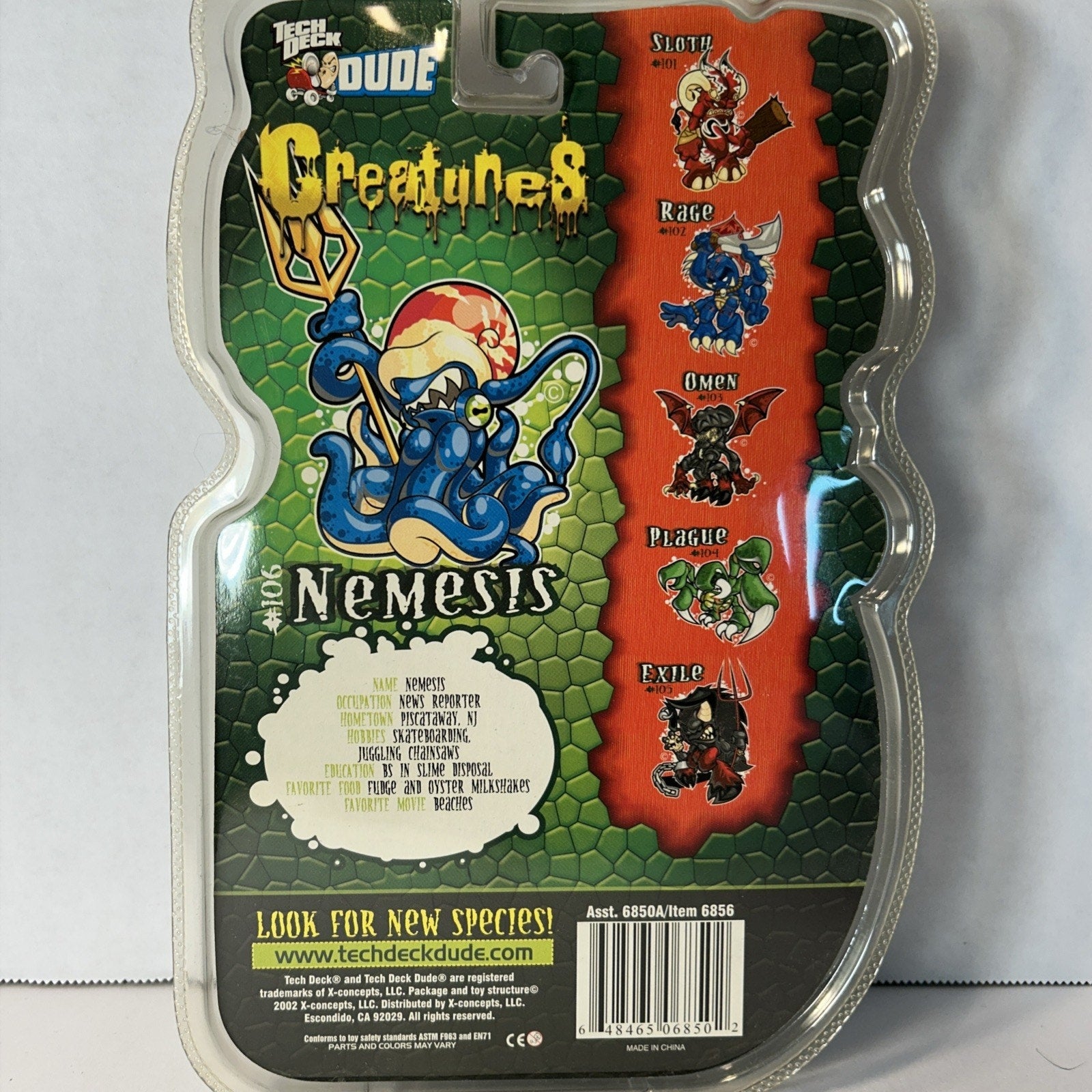 Tech Deck Dude Creatures Series Nemesis Figure 2002 Sealed Package Vintage
