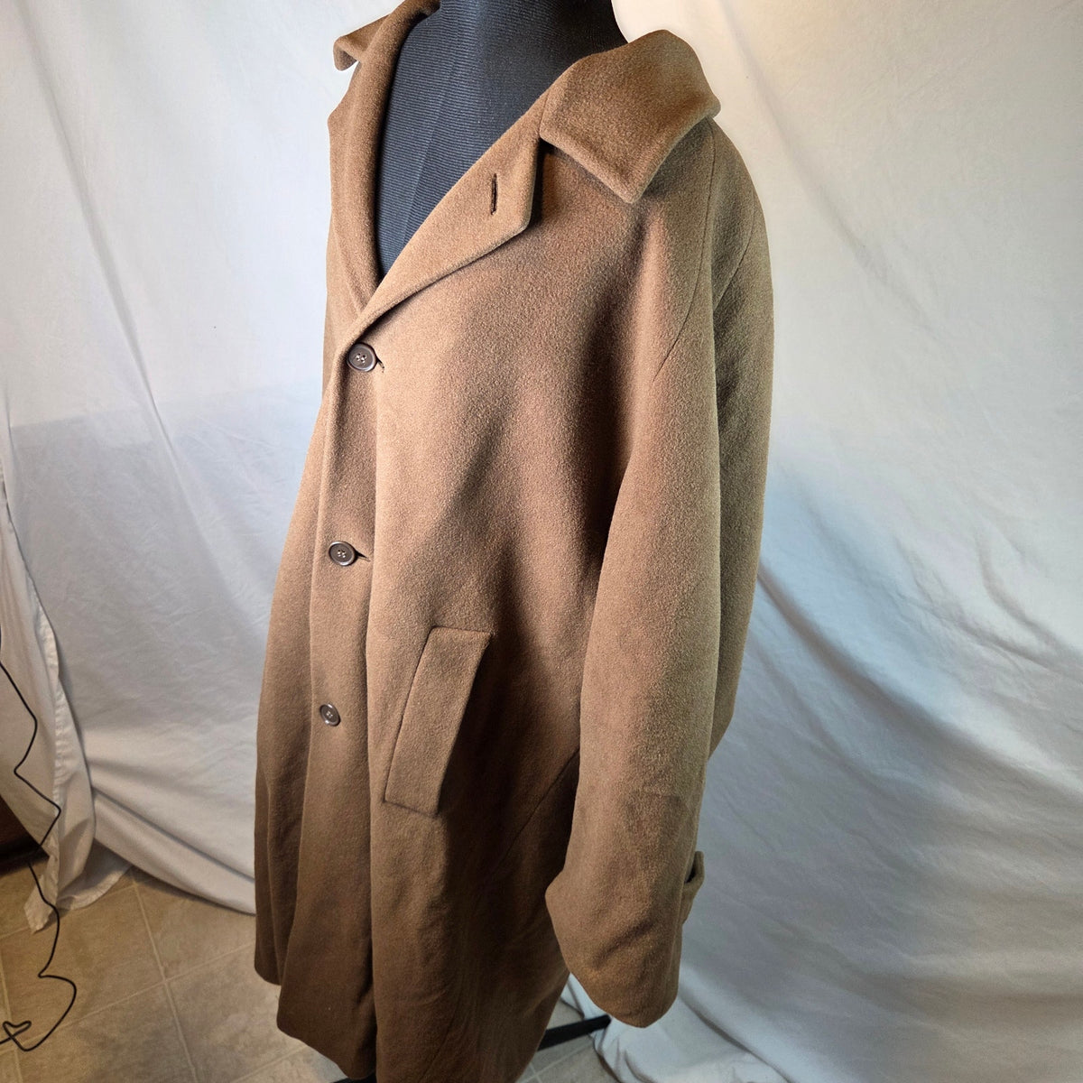 Marzotto for Barneys New York Wool Overcoat Made Italy Mens 42R Brown