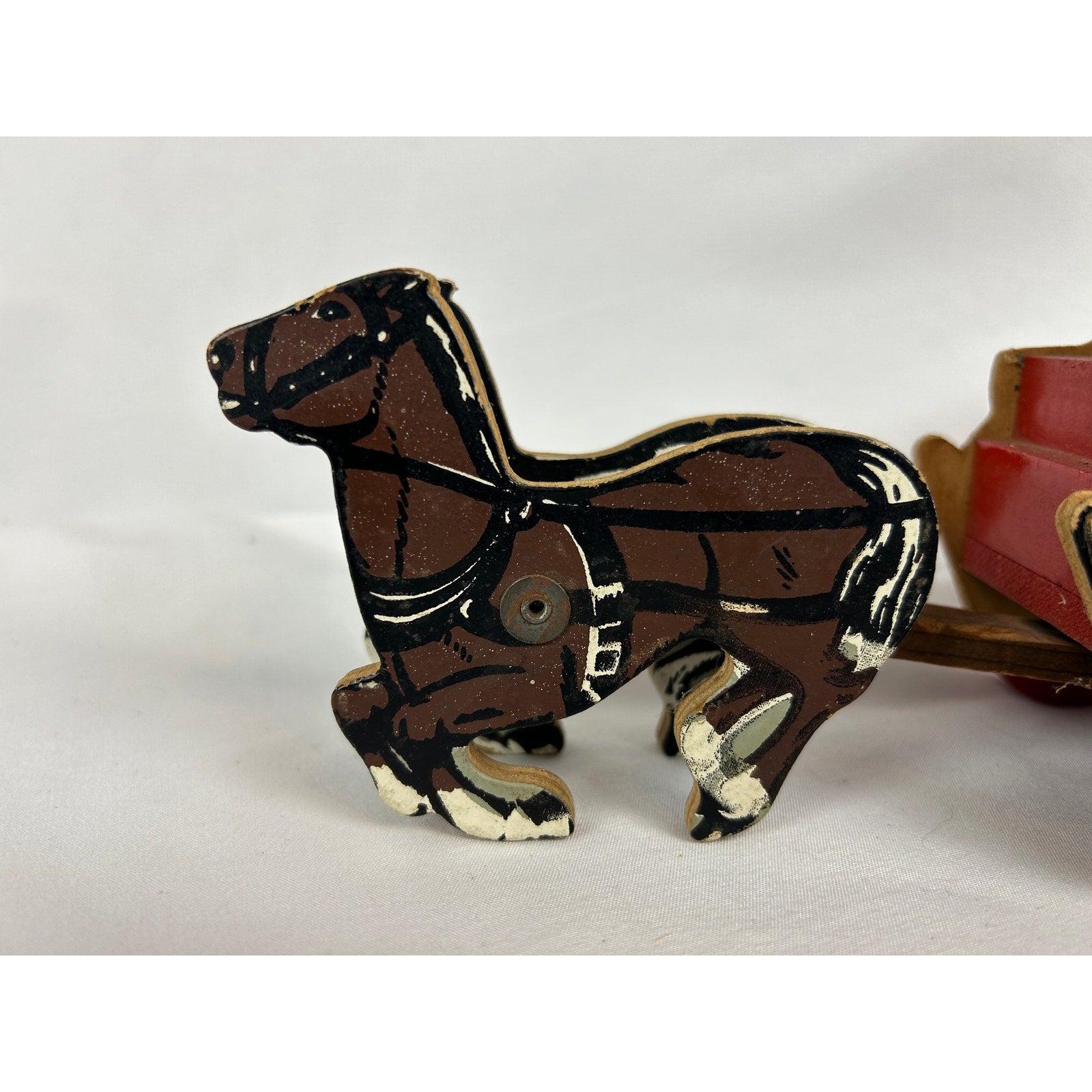 Vintage Keystone Frontier Stagecoach Wood Toy Horse Wagon 1950s