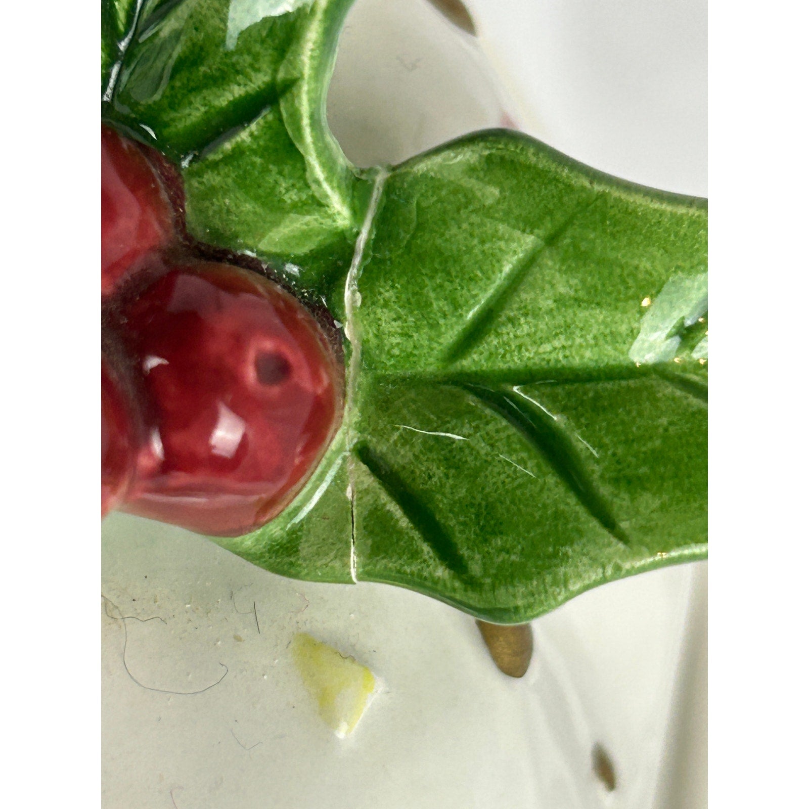 Vintage Ceramic Christmas Pudding Cookie Jar Holly Plate Japan Style -Retired