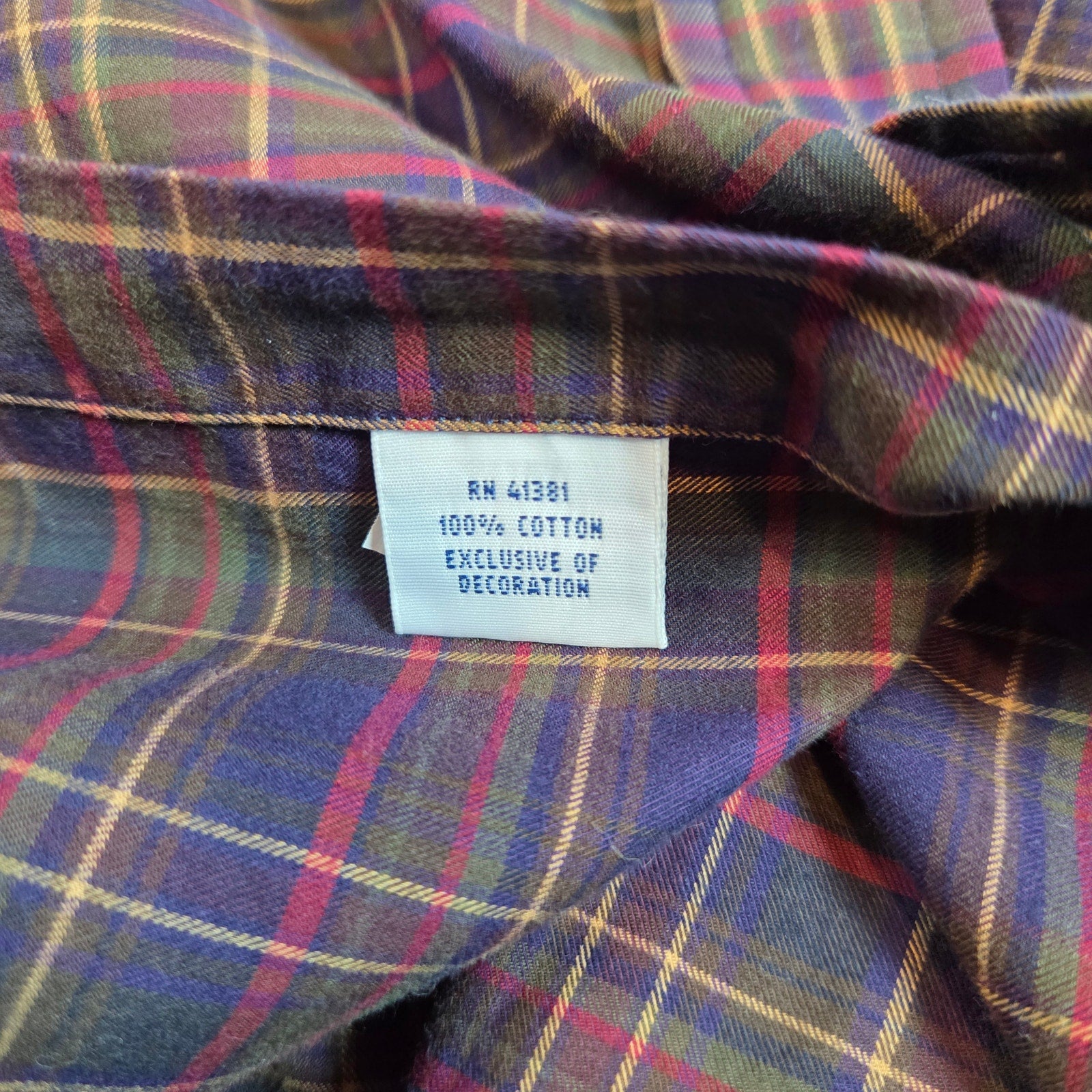 Ralph Lauren Polo XL Plaid Button Down Shirt Long Sleeve Cotton Made India