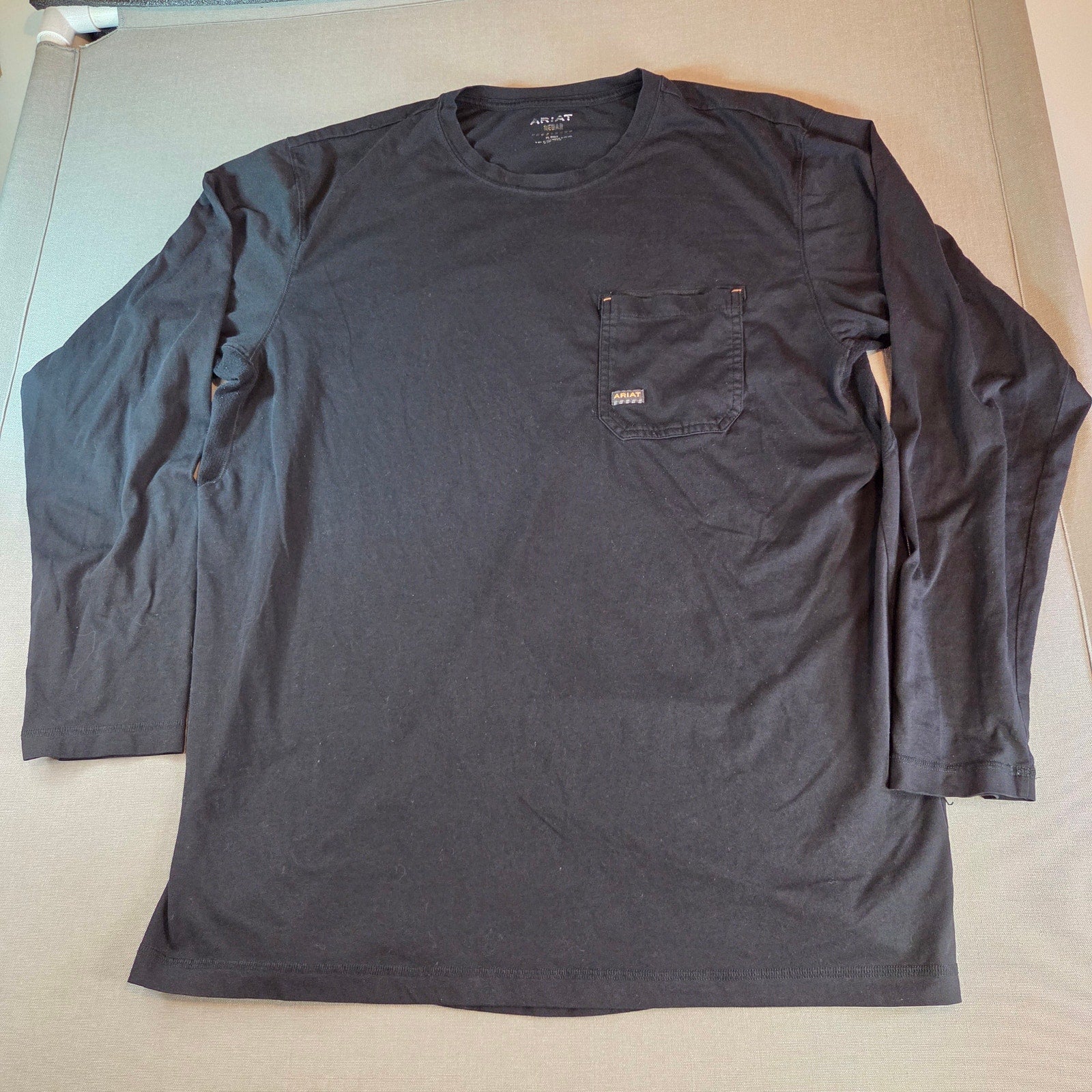 Ariat Rebar Long Sleeve Logo Workwear T-Shirt Men’s XL Tall Black Cotton Blend