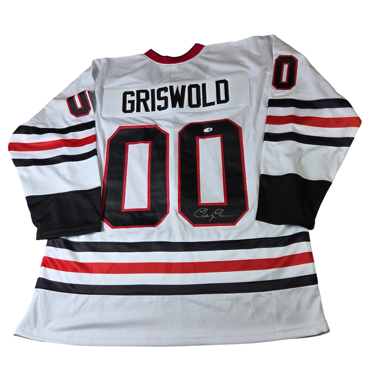 Chevy Chase Autographed Griswold Blackhawks Custom Hockey Jersey JSA Certified