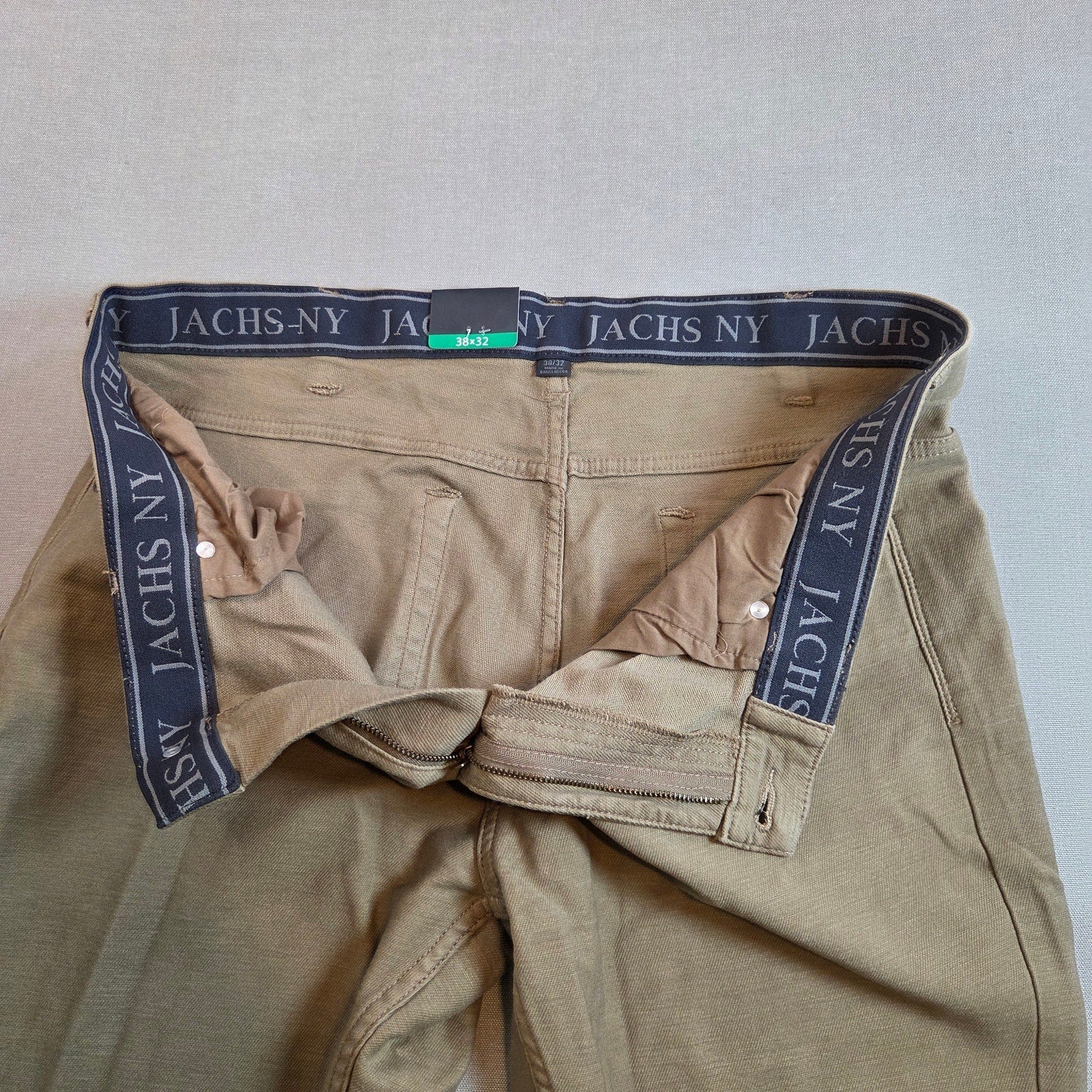 JACHS New York Straight Fit Pants 38x32 Tan 5 Pocket Flex Waistband NWT
