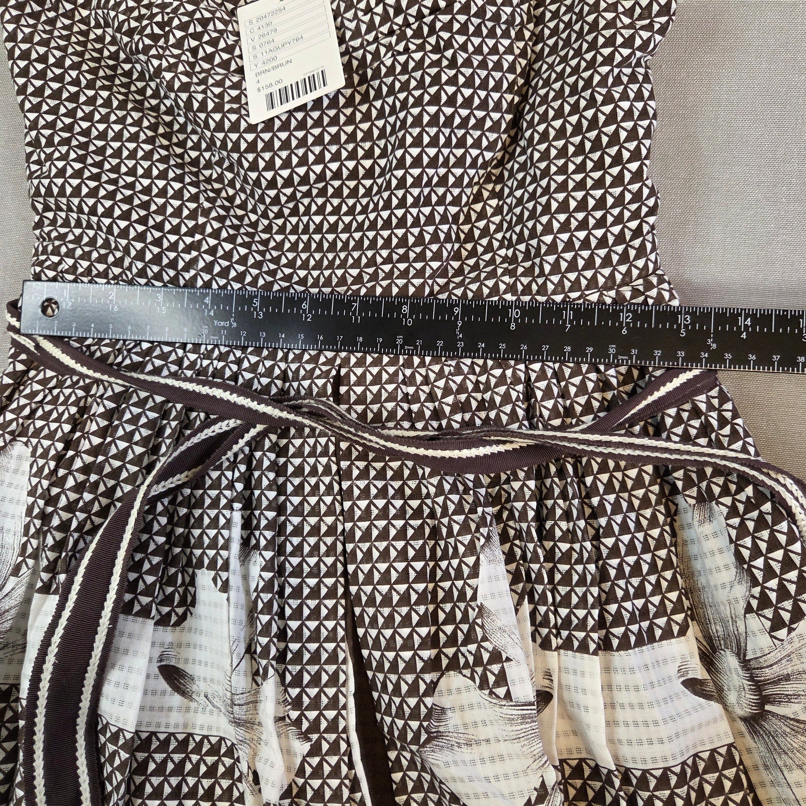 Anthropologie Edme & Esyllte Brown Geometric Cotton Dress Size 4 NWT