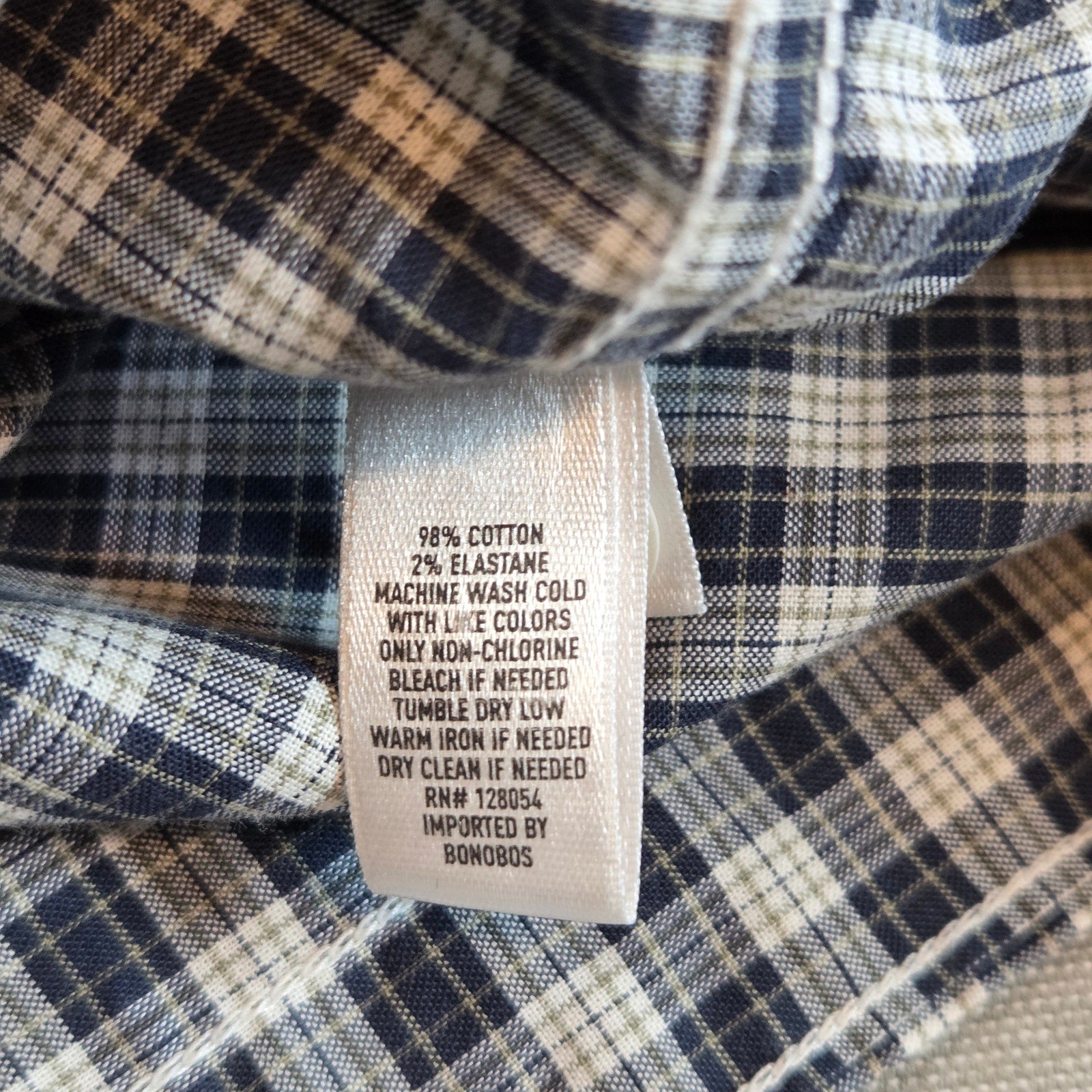 Bonobos Slim Fit Gingham Plaid Button Down Shirt Mens M Stretch Cotton