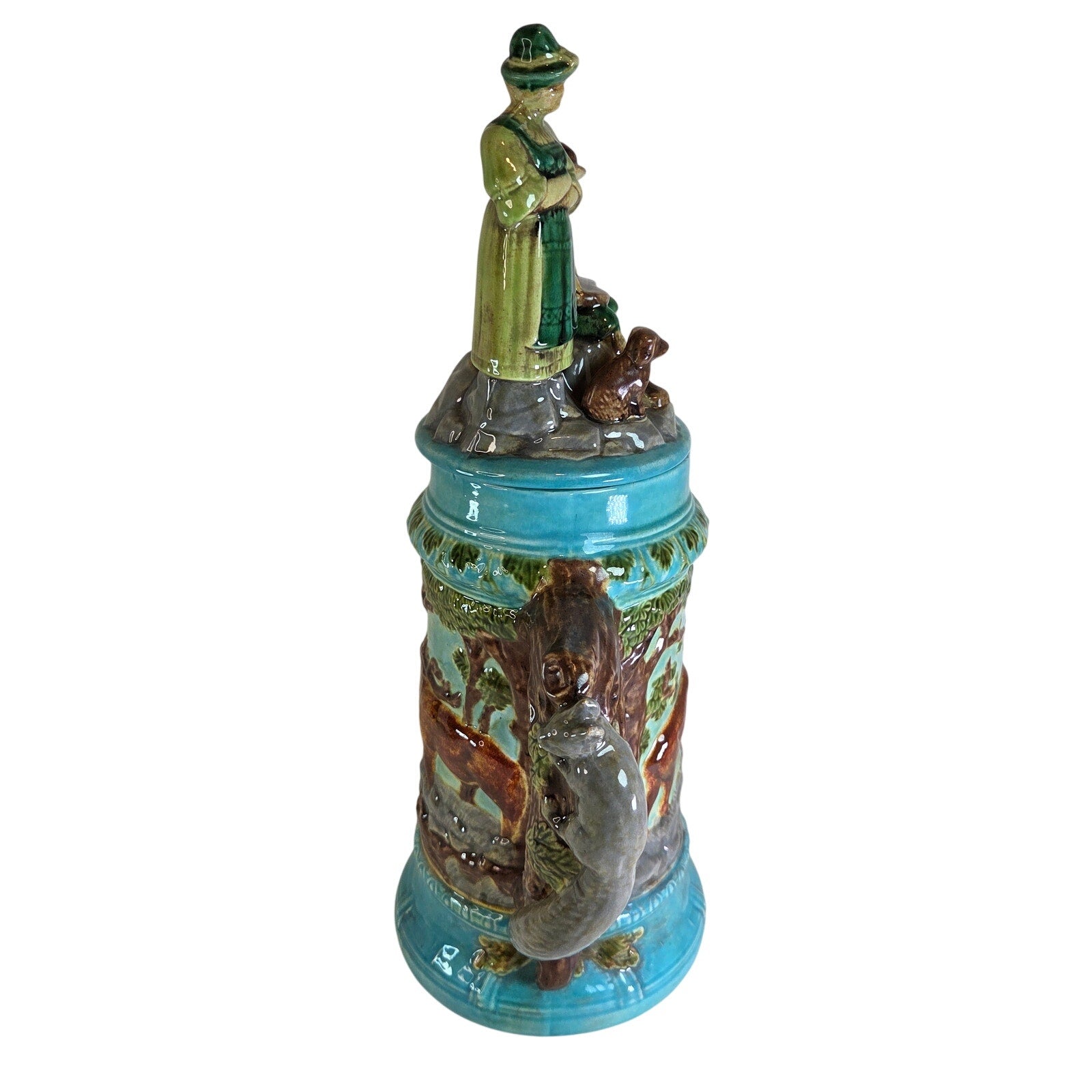 Hand‑Signed “By Mimi 1976” Ceramic Stein – Standing & Seated Figures Lid