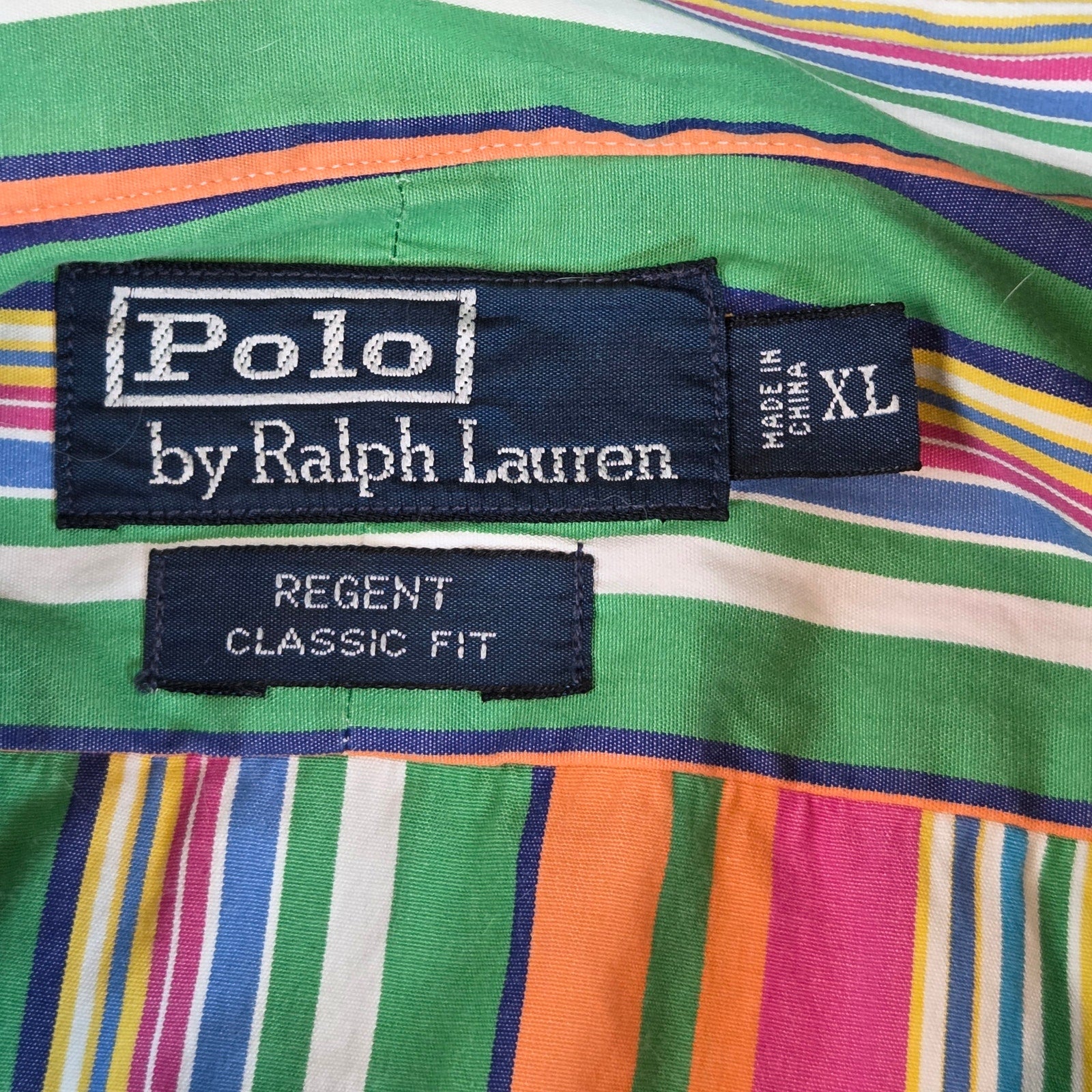 Polo Ralph Lauren XL Multicolor Stripe Button Up Cotton Regent Fit Shirt