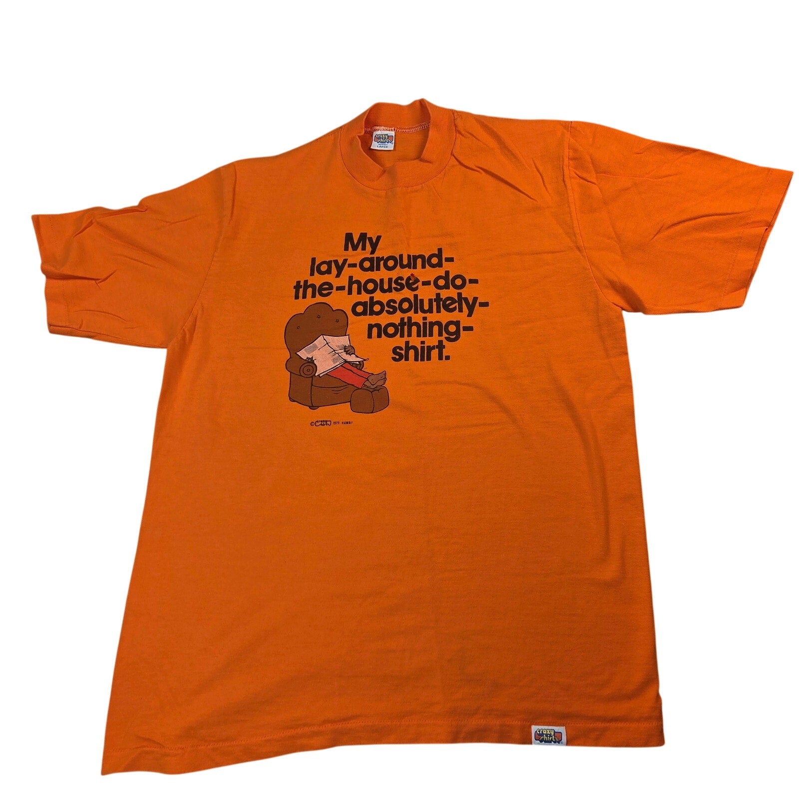 Crazy Shirts Hawaii 1979 Do Absolutely Nothing Vintage T Shirt Large Orange