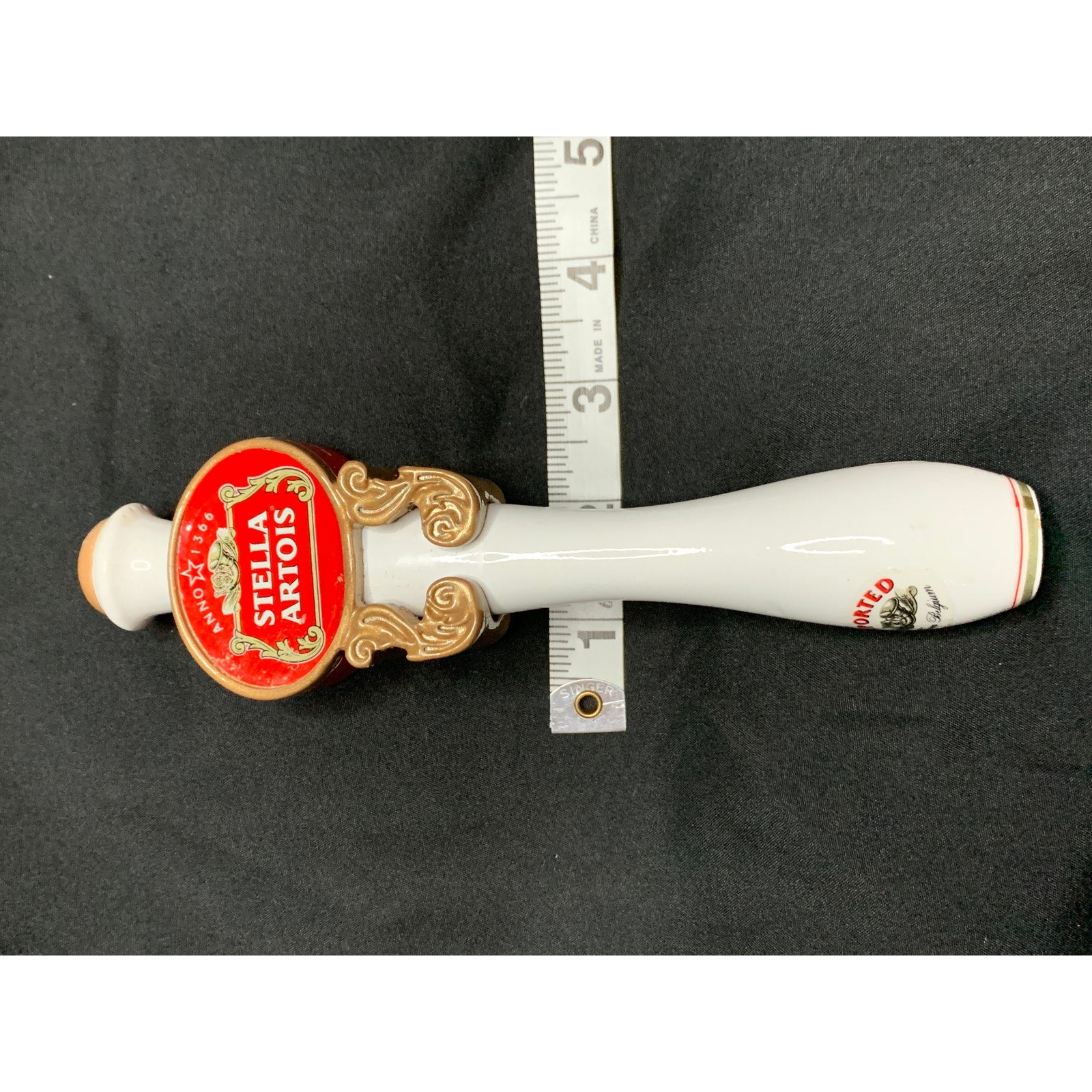 Stella Artois Beer Tap Handle White Red Gold Anno 1366 Belgium 8.25 Inch
