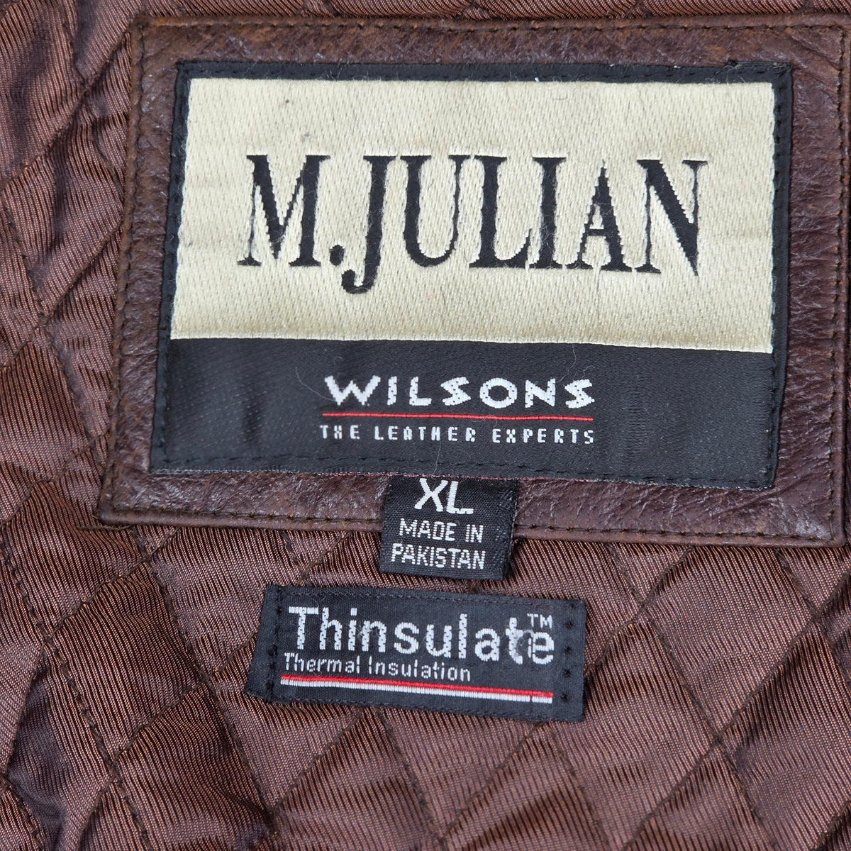 Wilsons Leather M. Julian Men's XL Brown Leather Jacket Thinsulate Zip Liner