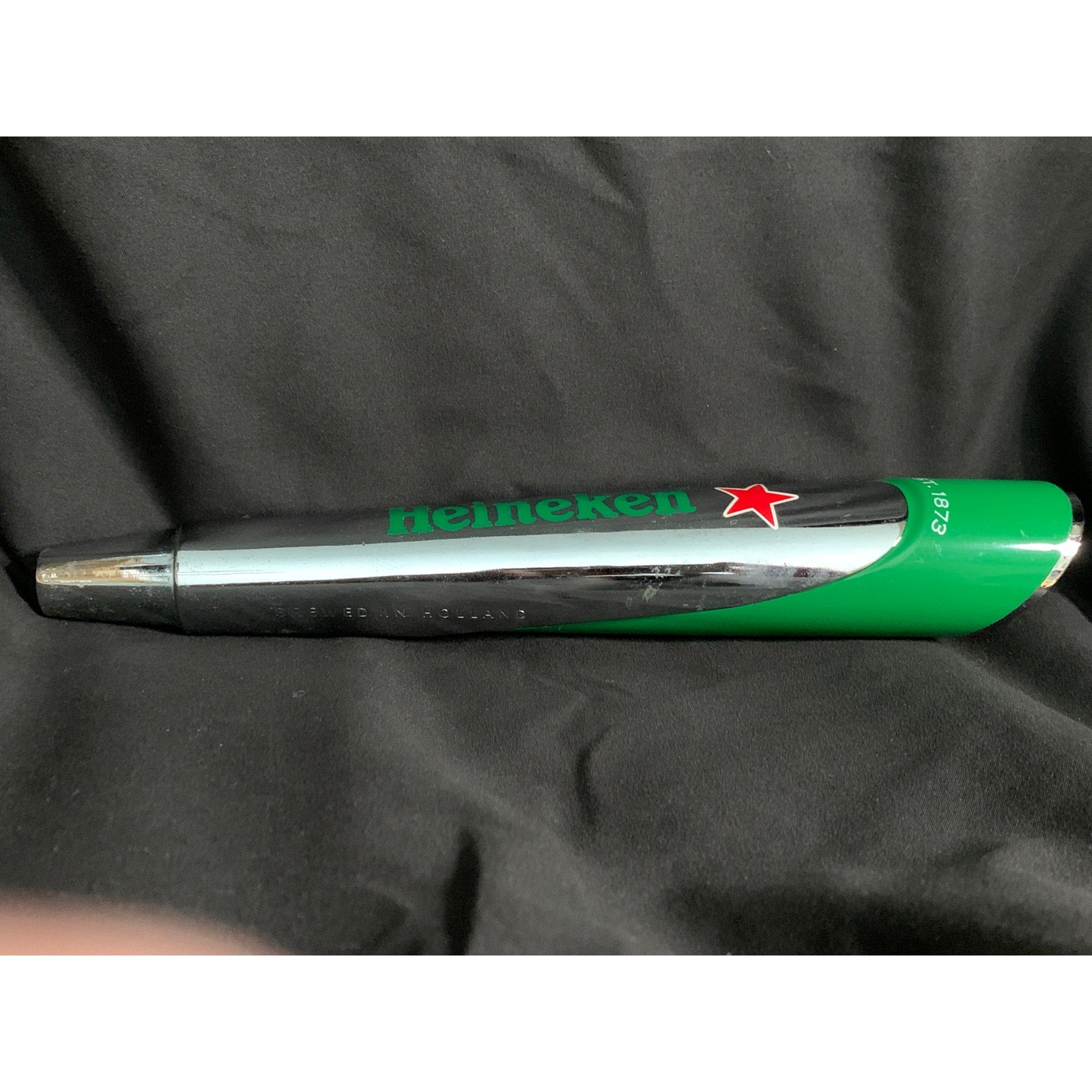 Heineken Beer Tap Handle Green Chrome Red Star Holland 10.5 in Distressed
