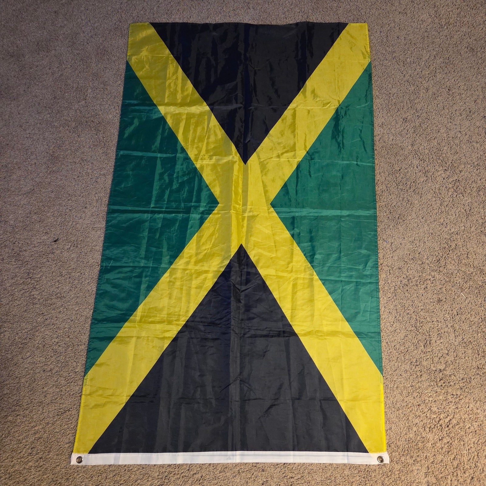 Jamaica National Flag 5x3 FT Black Green Gold Banner with Grommets