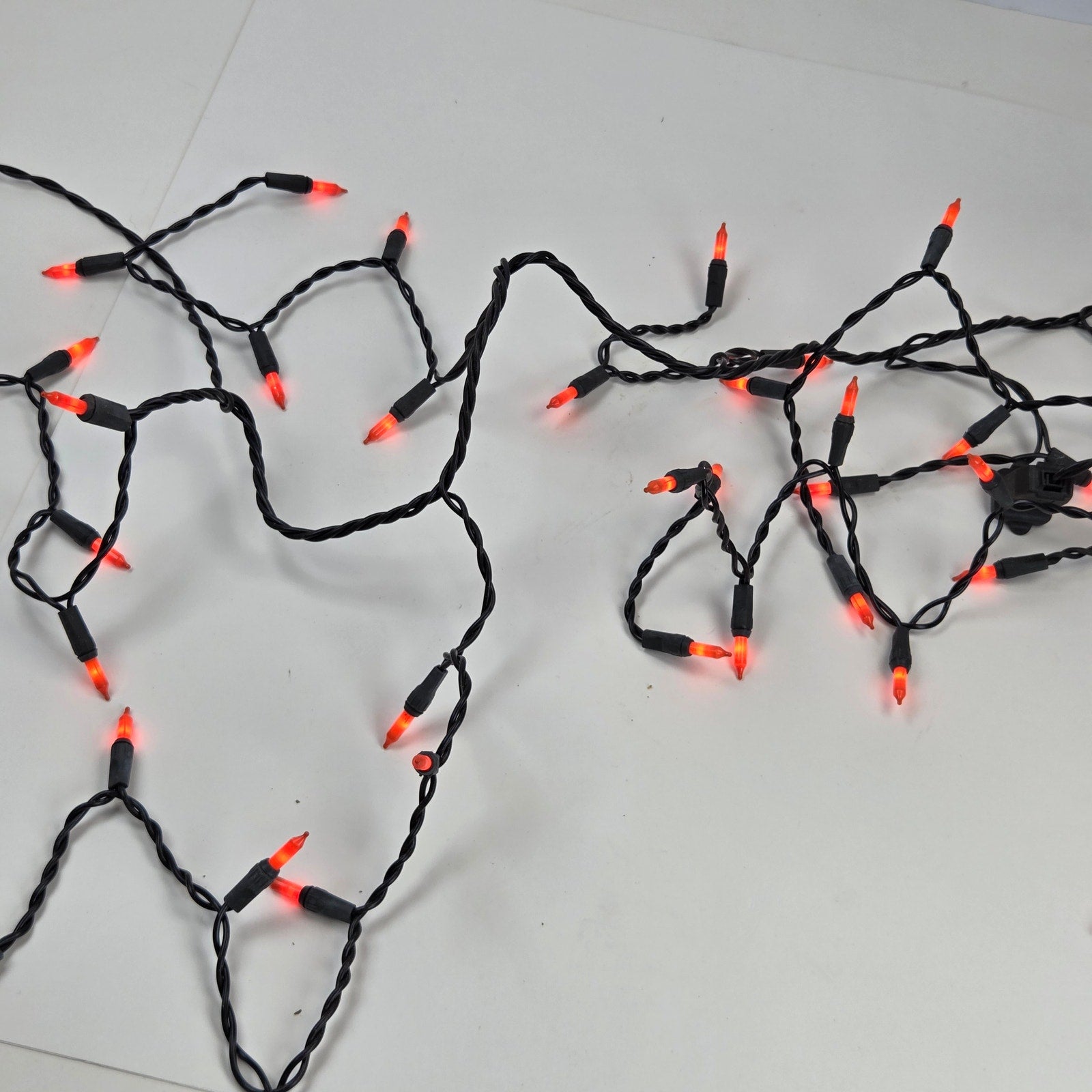 Halloween Orange Mini Icicle Cascade String Lights Tested Working Black Wire