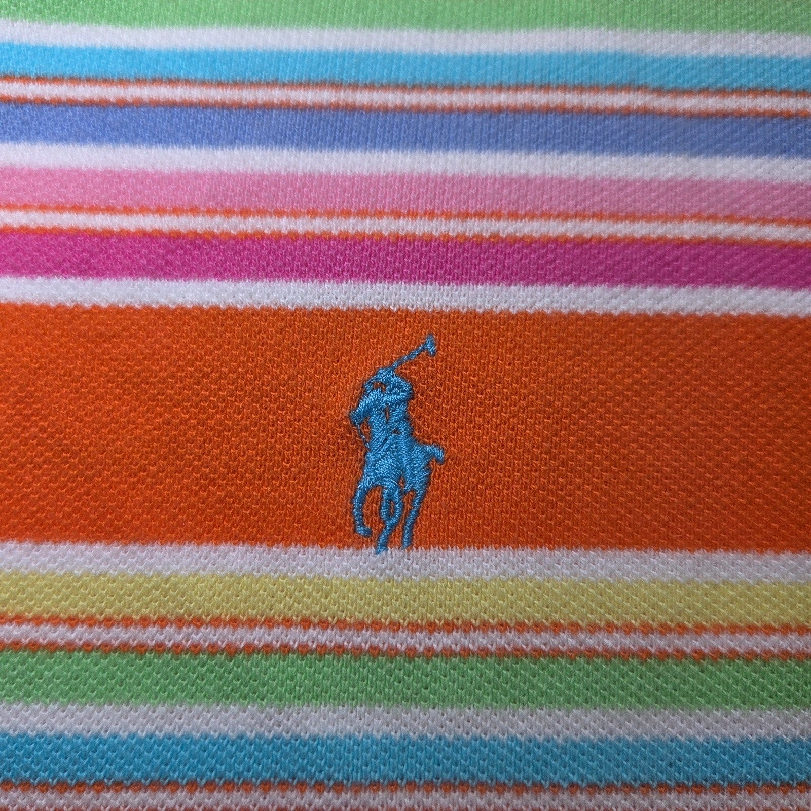 Polo Ralph Lauren XL Custom Fit Stripe Polo Shirt Orange Multicolor Short Sleeve