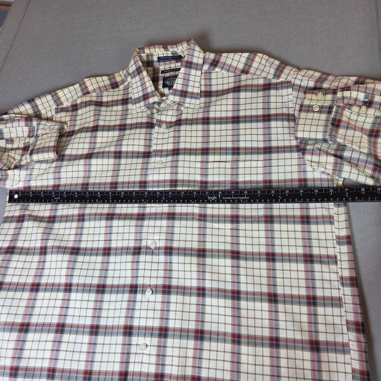 Dockers Mens XL Plaid Long Sleeve Button Down Cotton Shirt Wrinkle Free