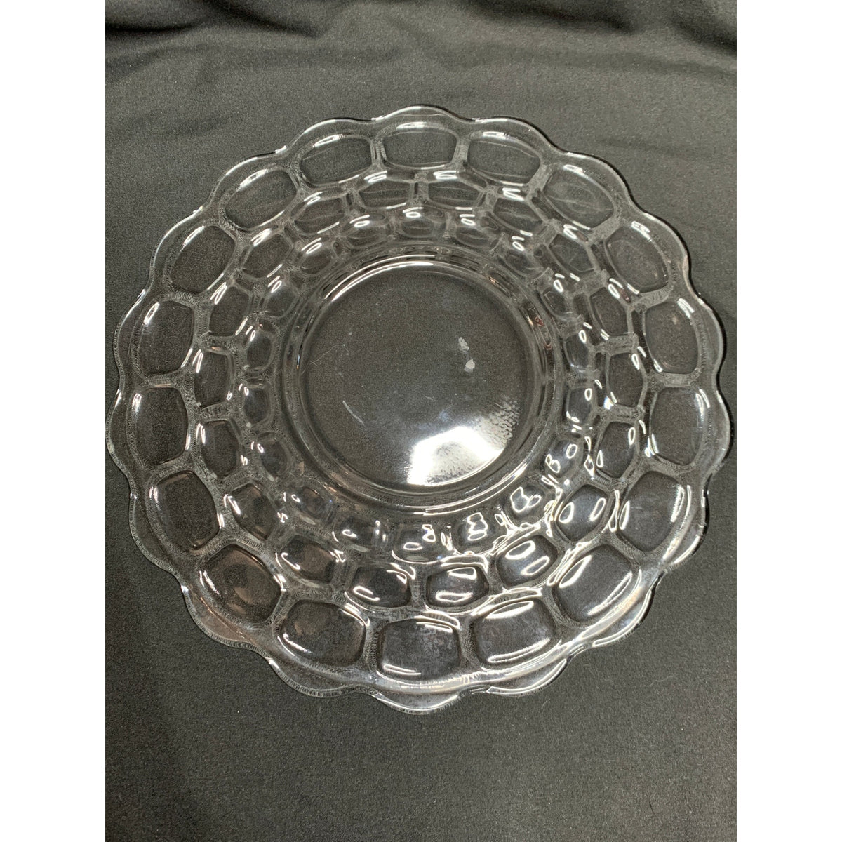 Clear Glass Cheese Dome Cloche Pebble Pattern Serving Plate 2 Piece Set