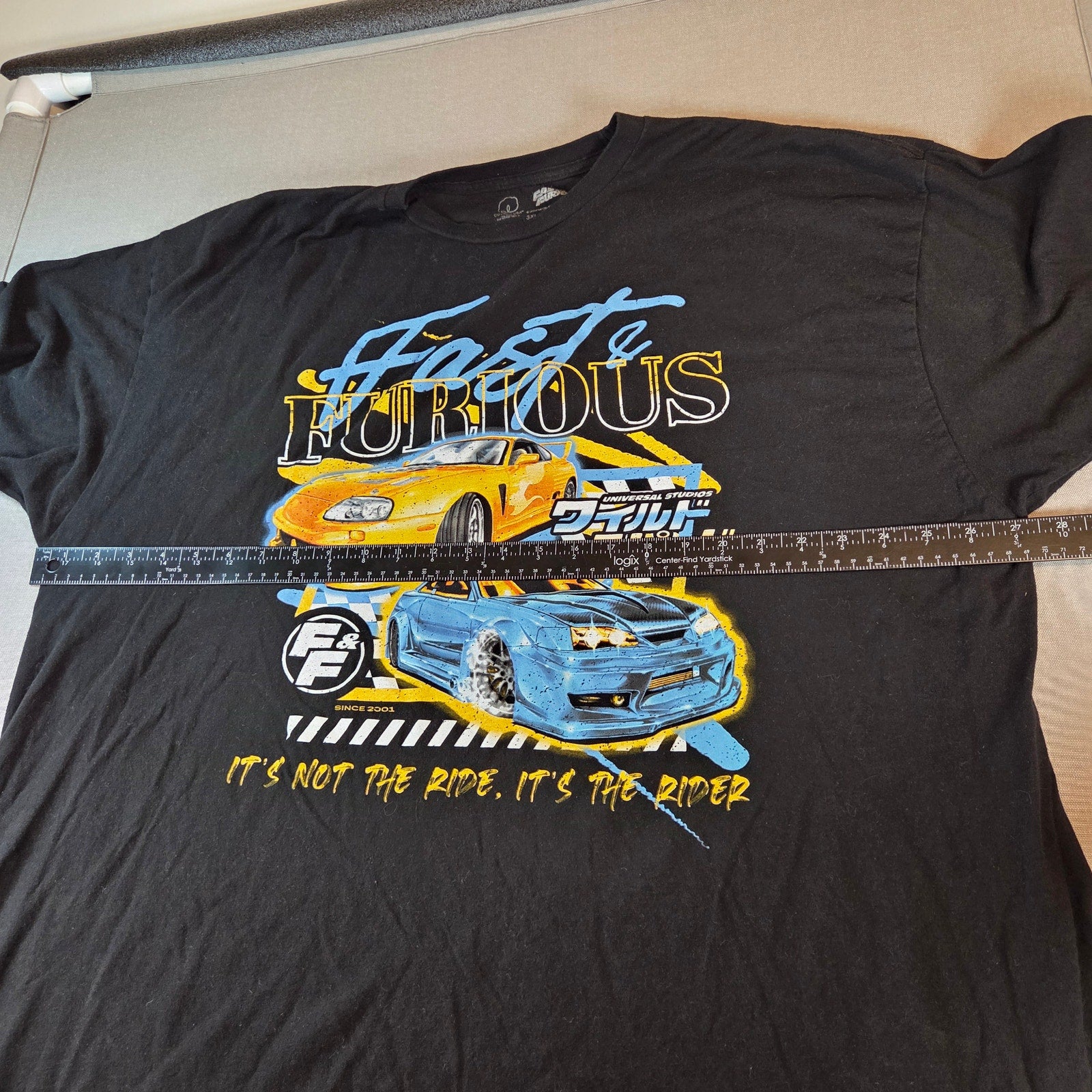 Fast & Furious Movie Cars Tee 3XL Black Universal Studios Racing Graphic
