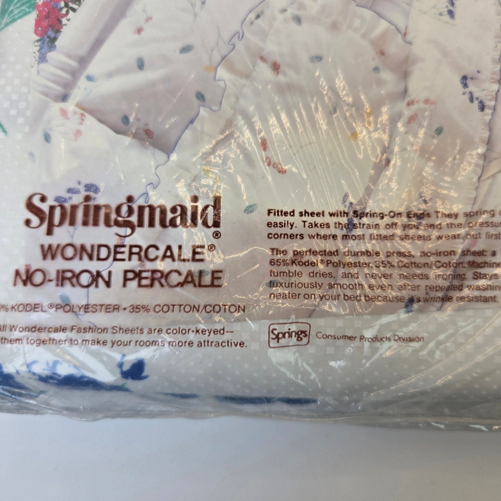 Springmaid Wondercale No-Iron Percale Twin Flat Sheet NOS Made USA