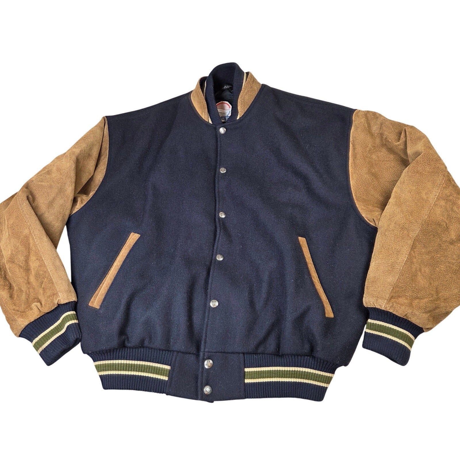 Vintage Pepsi Wool Leather Varsity Jacket Made in Canada Promo Button Front