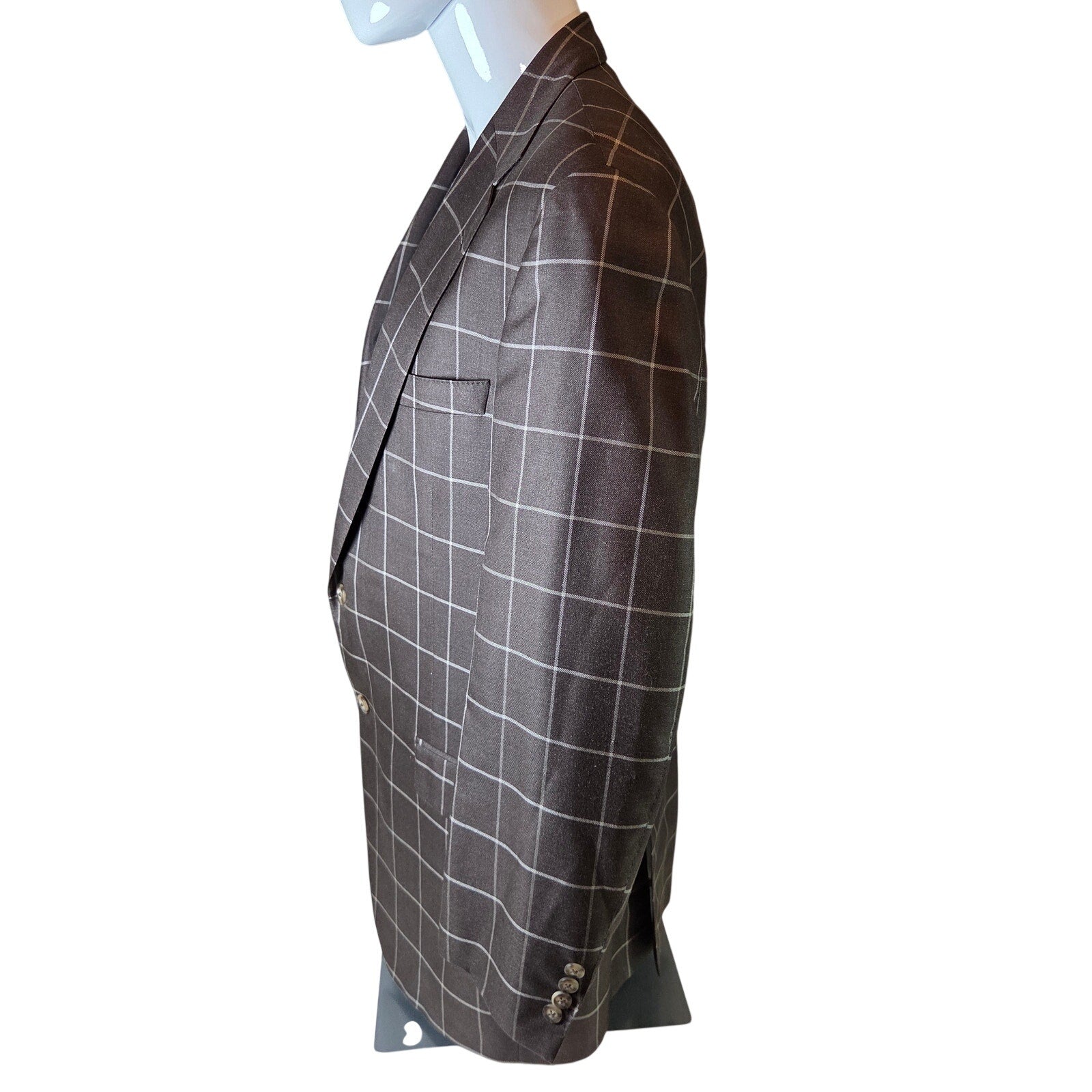Samuelsohn Earl 44L Camel Hair Silk Windowpane Sport Coat Blazer Canada