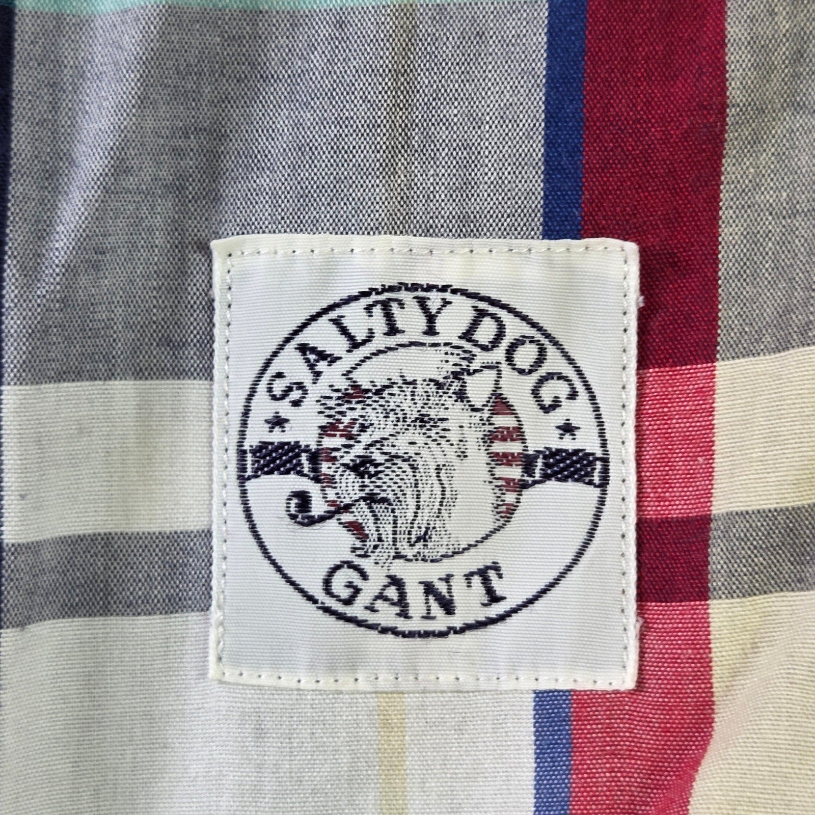 GANT Salty Dog Plaid Button Down Shirt Mens Large 1990s Hong Kong Made