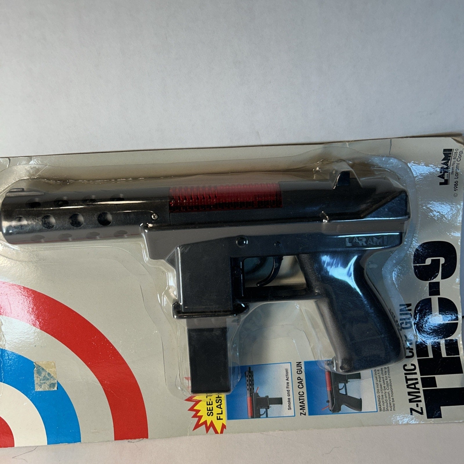 Vintage 1986 Larami TEC-9 Z-Matic Toy Cap Gun in Original Packaging Hong Kong