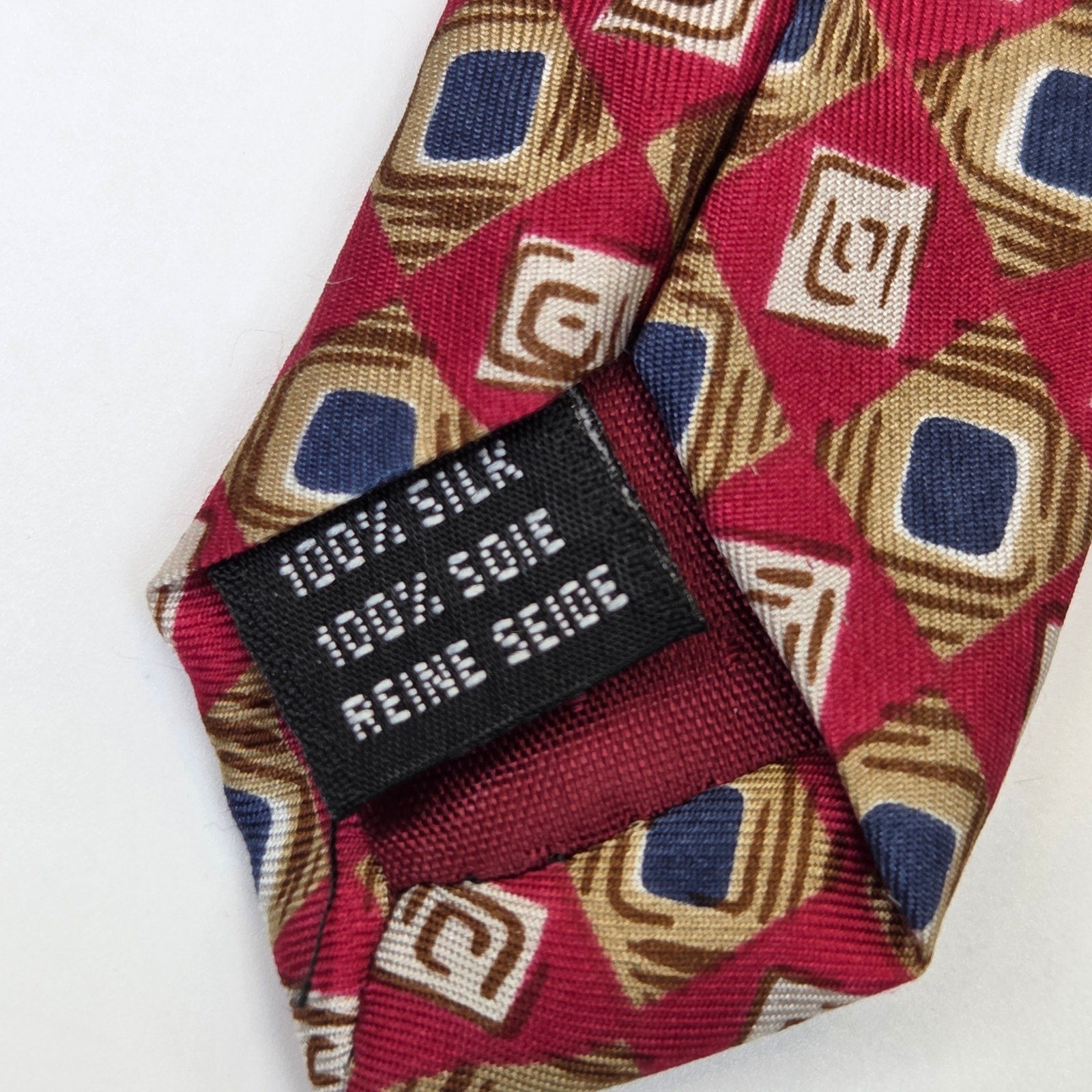 Alta Moda Cervino Italy Silk Geometric Necktie Wide Vintage Mens Tie Vintage