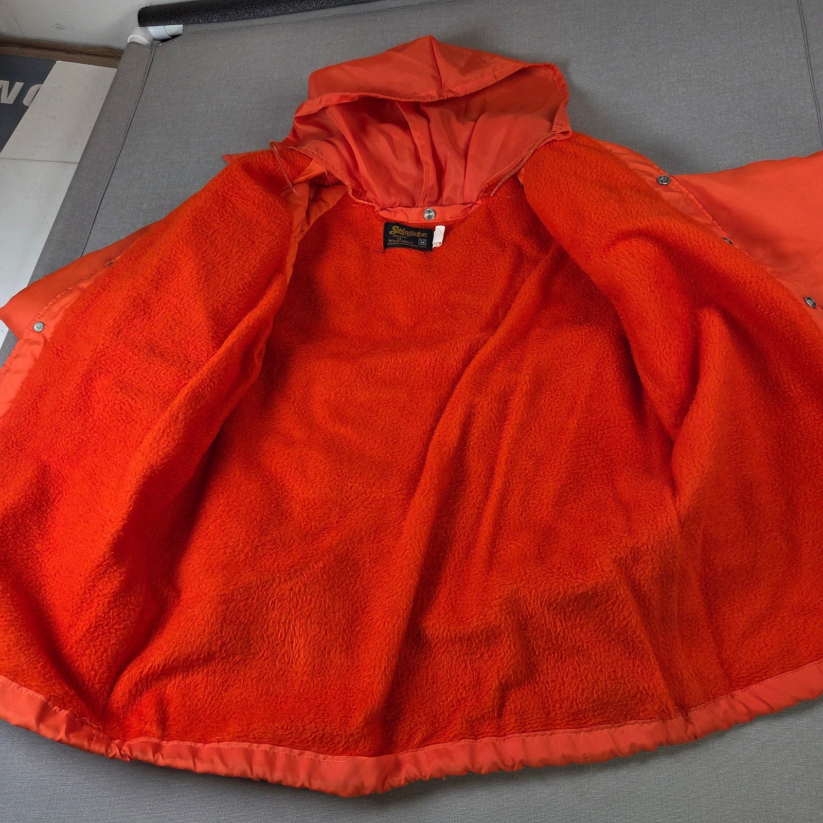 Vintage Swingster Farm Fans Hooded Coach Jacket USA Nylon Mens M Orange