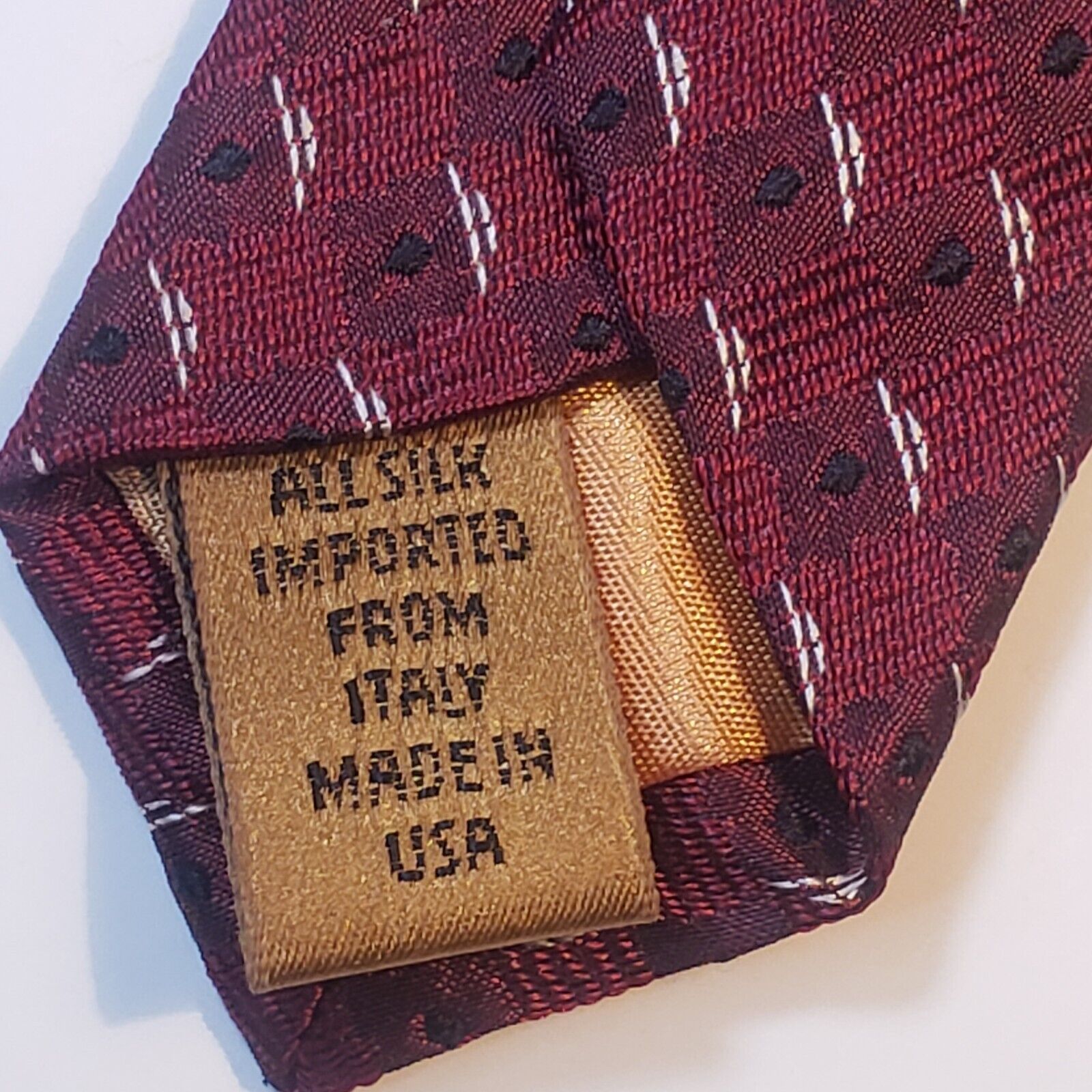 Donna Karan New York Dark Red Geometric Silk Tie