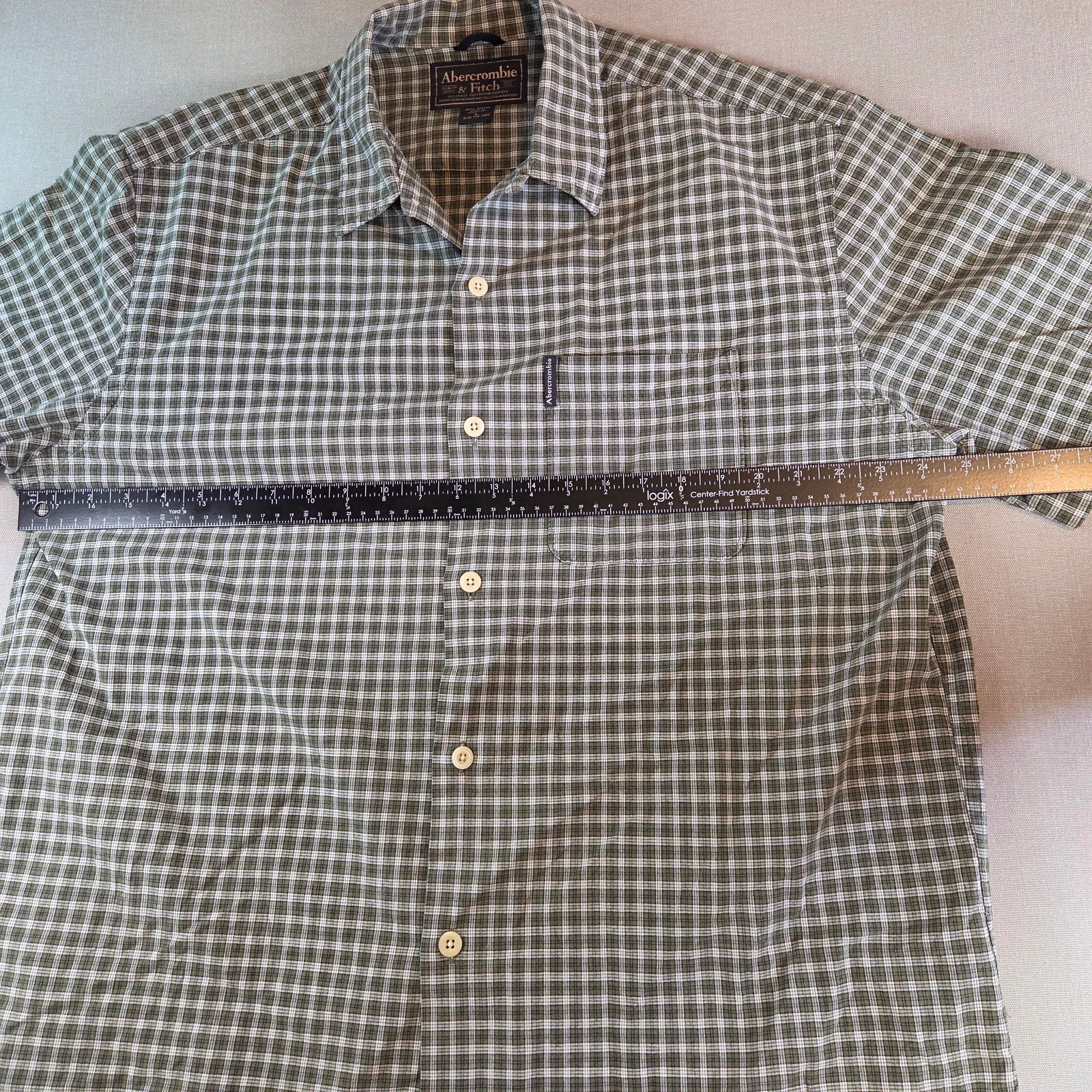 Abercrombie & Fitch Plaid Button Down Shirt L Short Sleeve Cotton