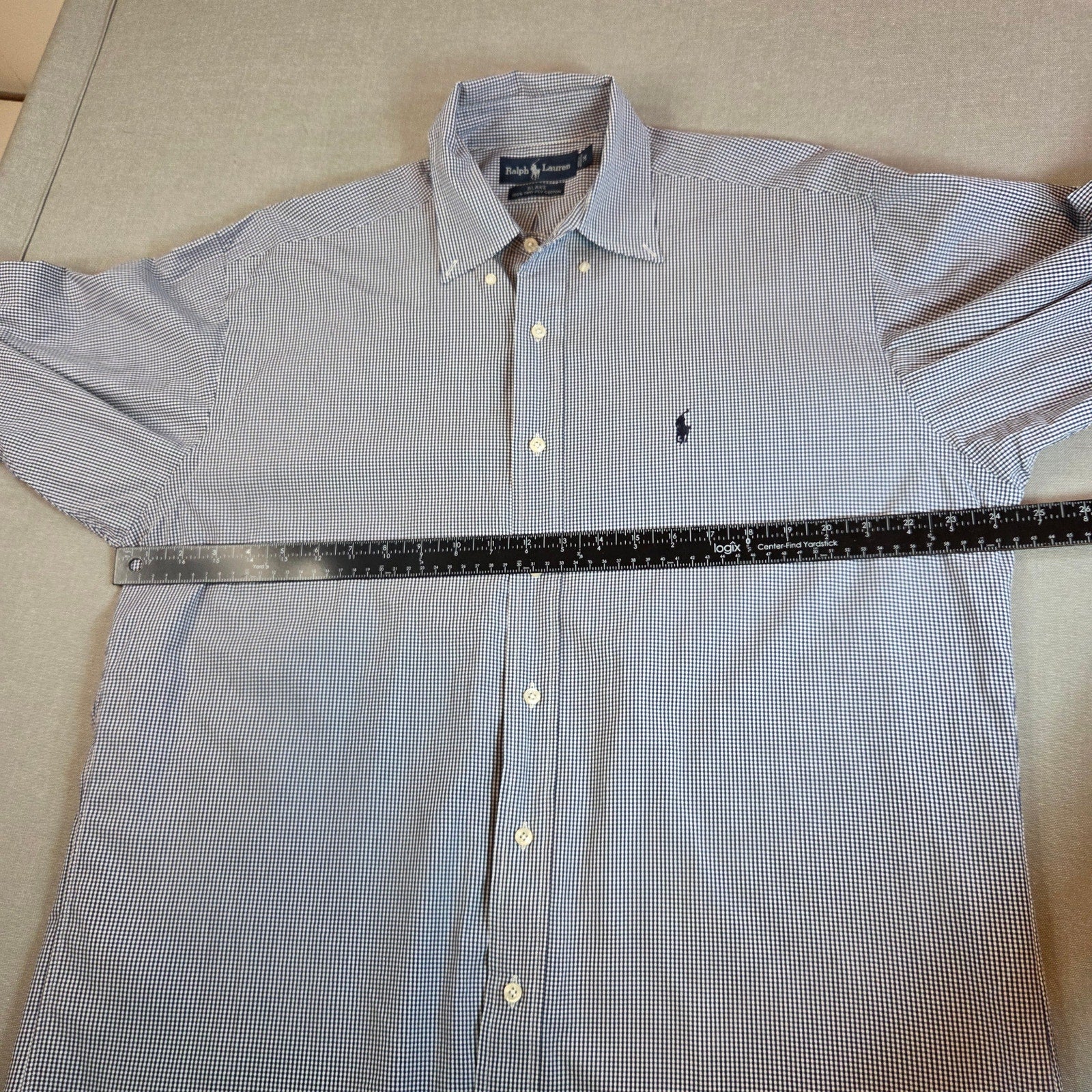 Ralph Lauren Blake Blue Check Button Down Shirt Men’s Size M Two-Ply Cotton