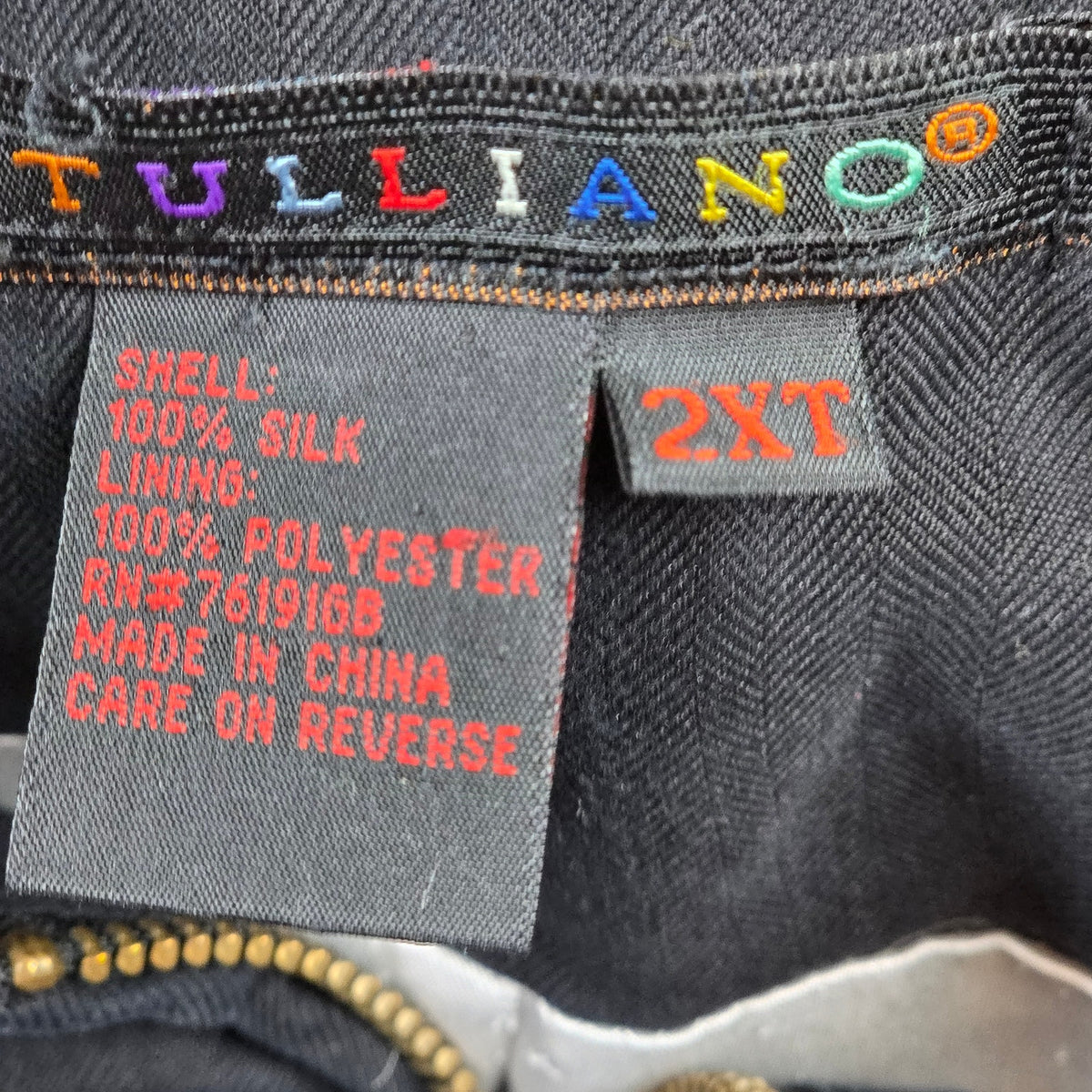 Vintage Tulliano 100% Silk Bomber Jacket Men's 2XT Black Gray Full Zip Y2K