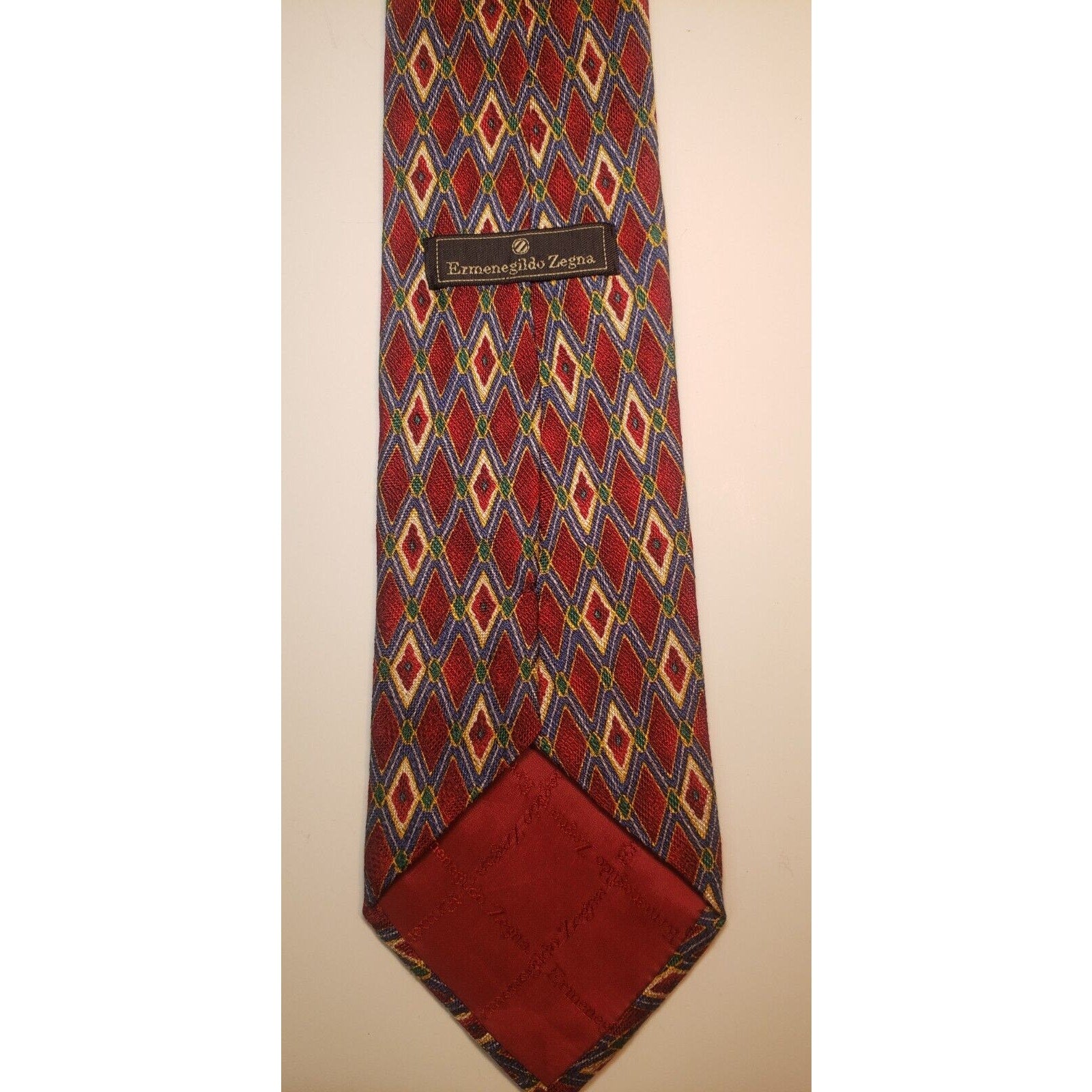 Ermenegildo Egna Geometric Diamond Red Silk Tie Italy