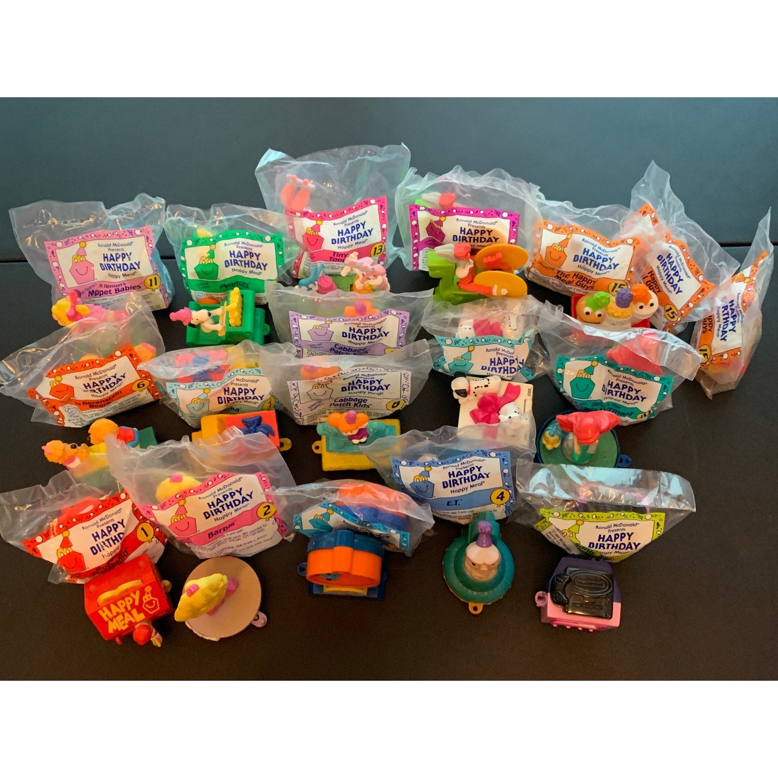 1994 McDonalds Happy Birthday Happy Meal 2 Complete Sets Toys Bags Boxes Lot